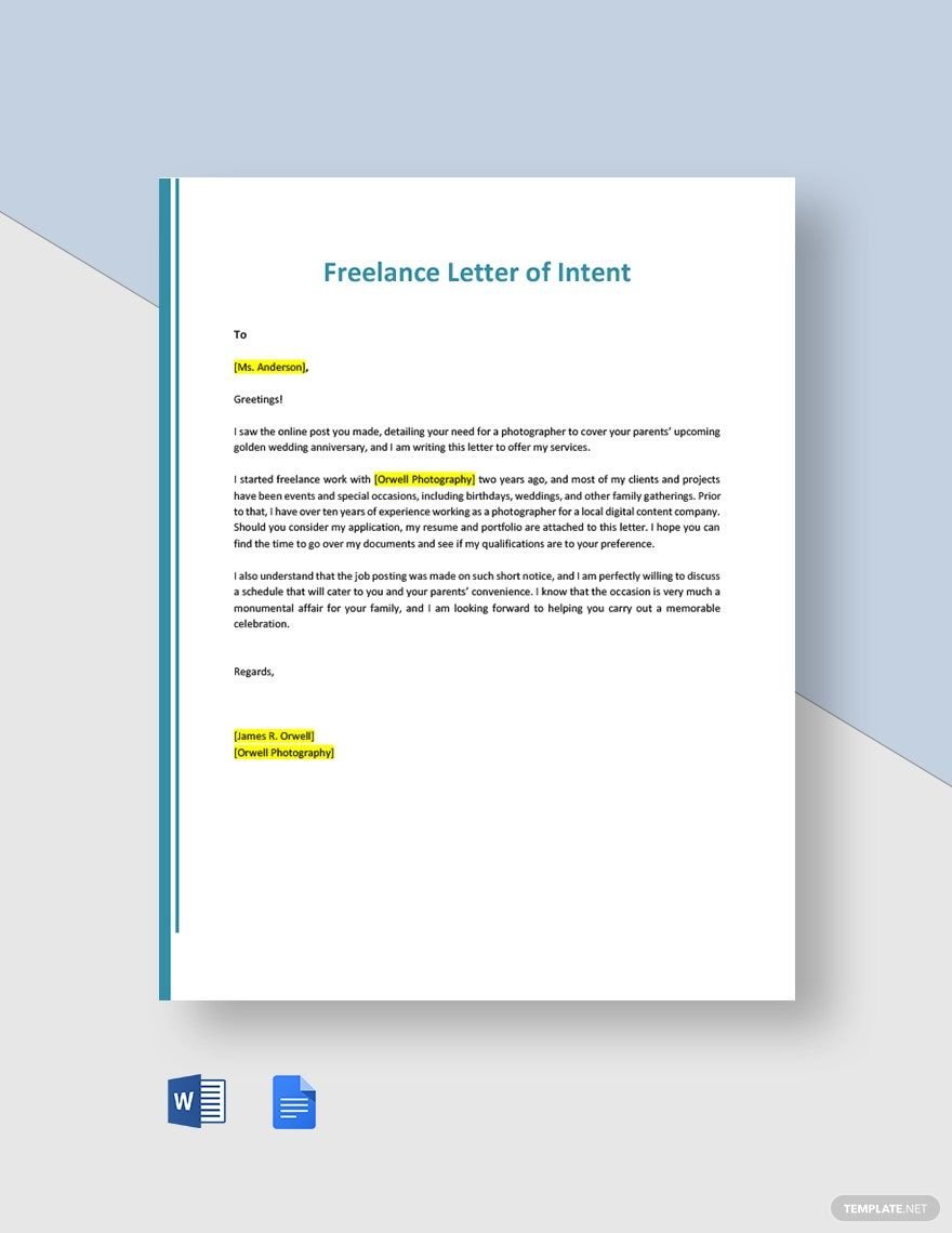 Free Freelance Letter of Intent Template