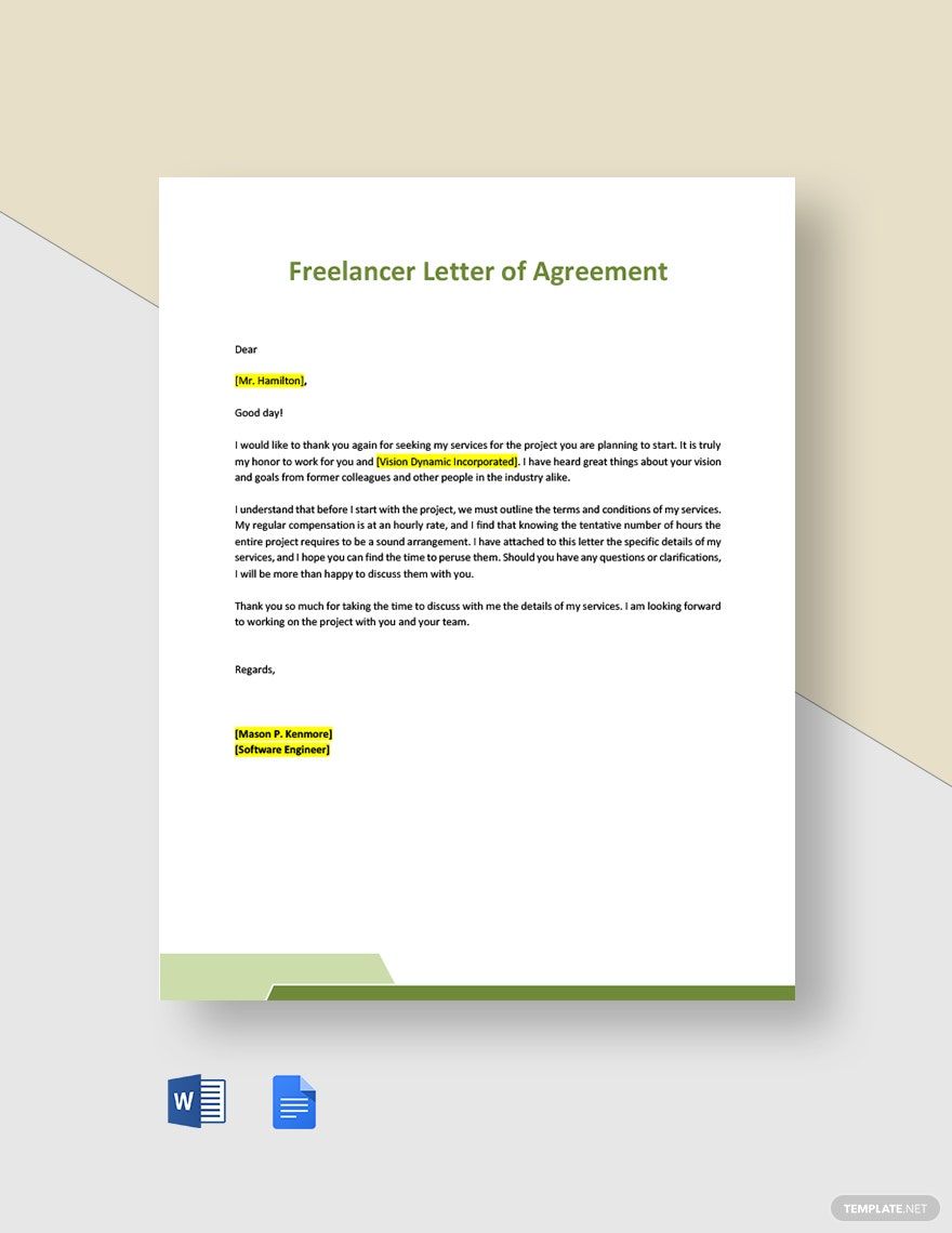 Freelancer Letter of Agreement