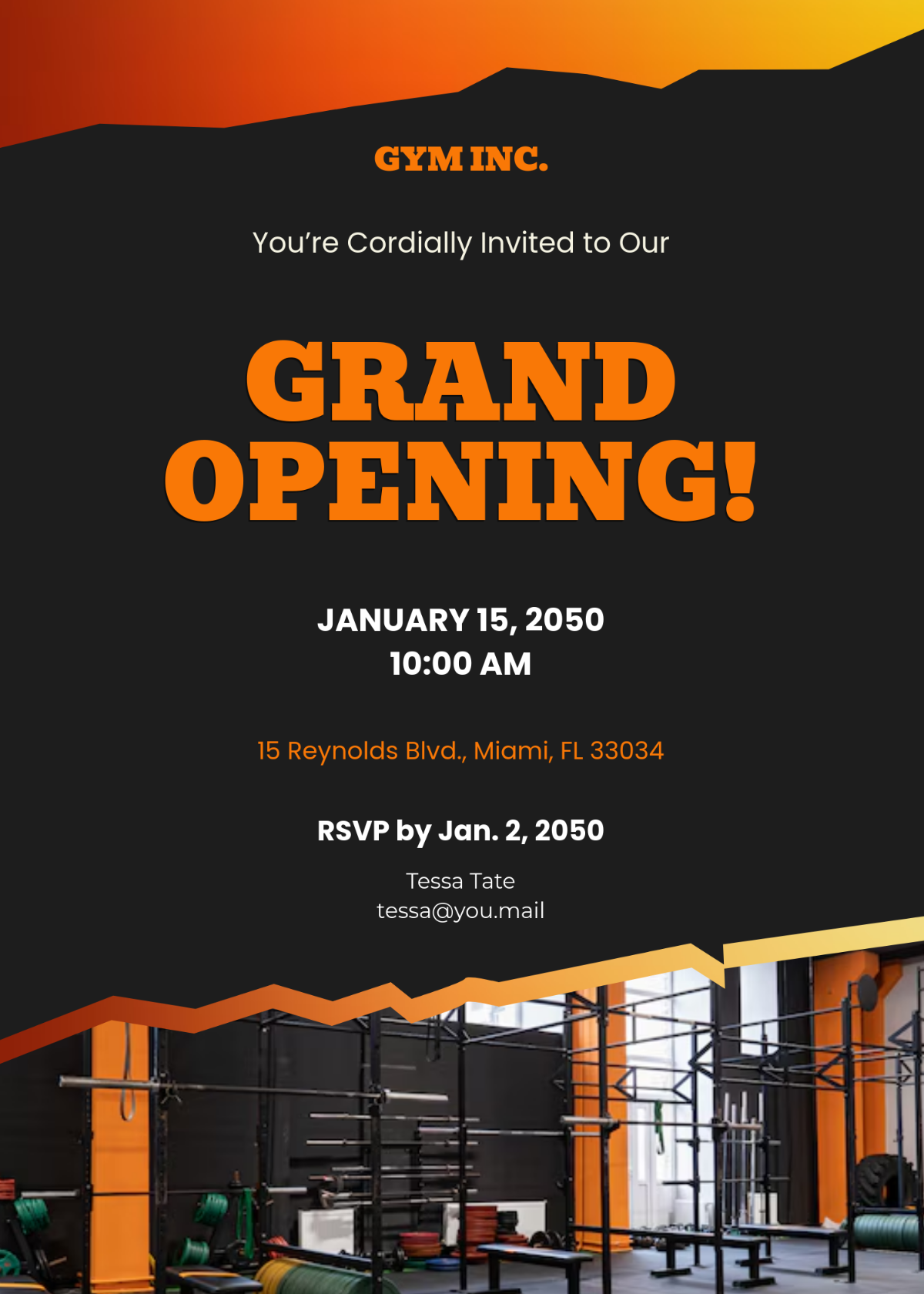 Free Fitness Center Grand Opening Invitation Template