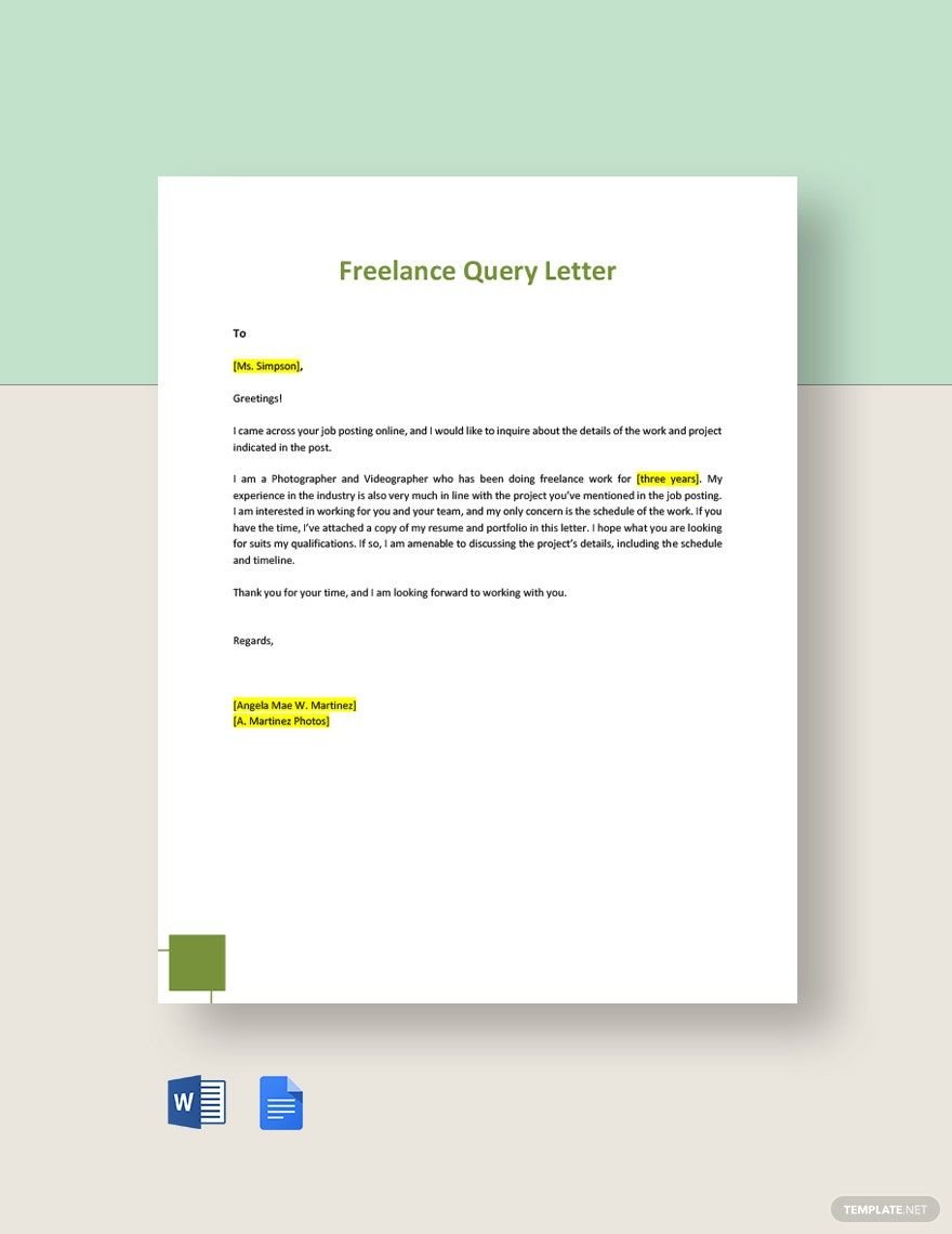 Free Freelance Query Letter Template
