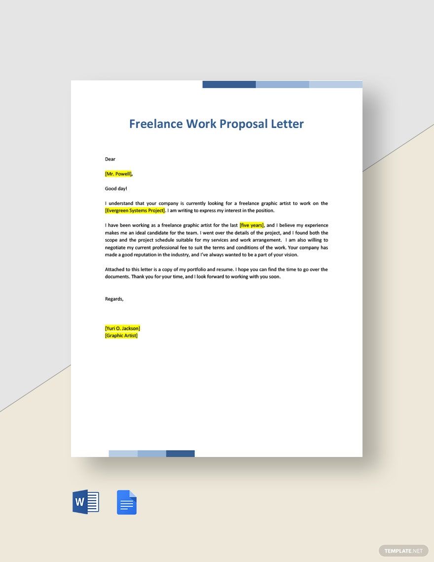 Freelance Work Proposal Letter in Word, Google Docs, PDF, Apple Pages