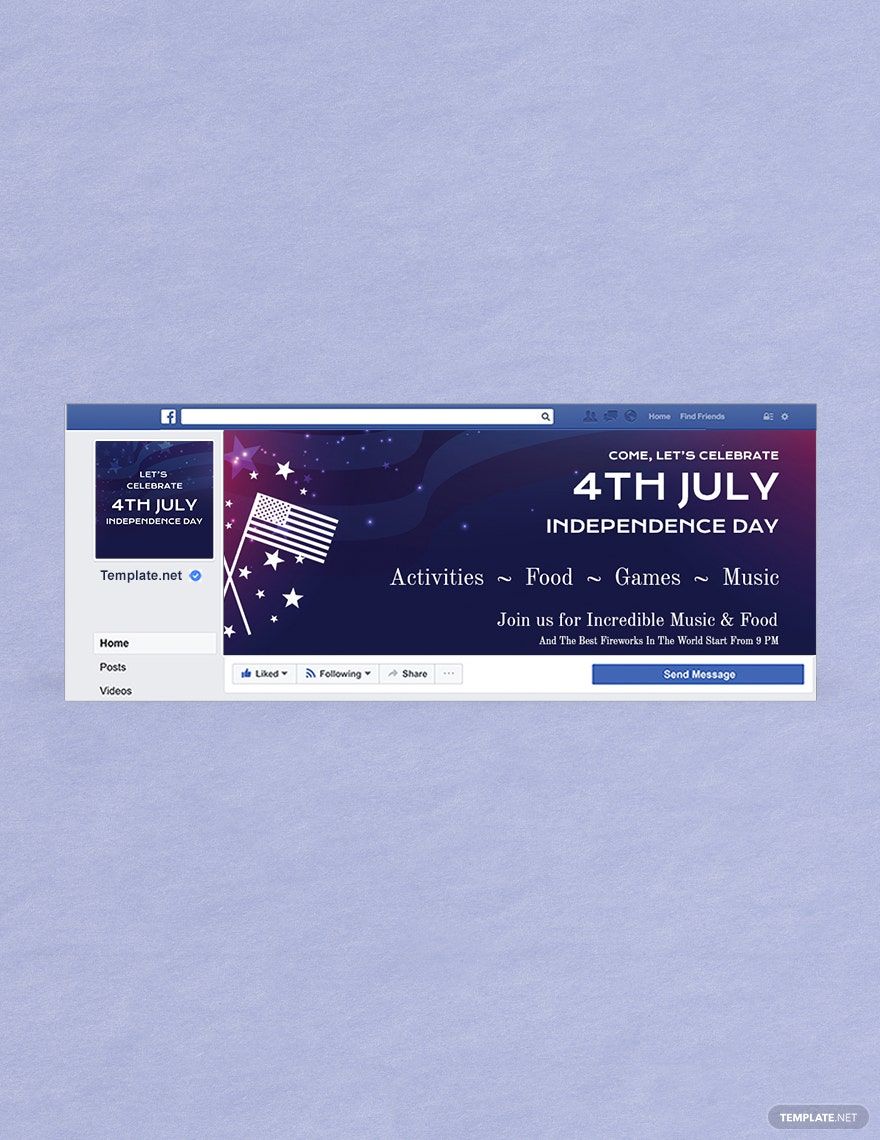 4th of July Facebook Cover Template