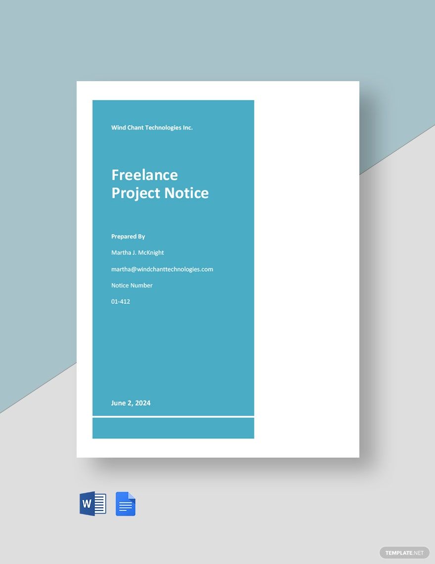 Freelance Project Notice Template in Word, Google Docs