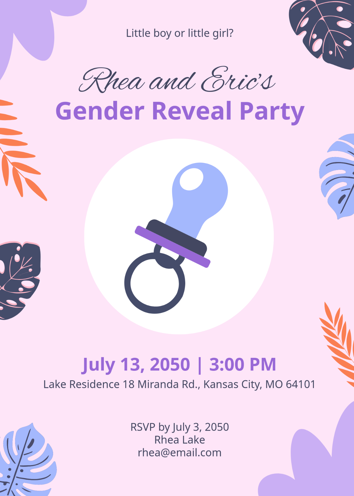 Free Digital Gender Reveal Invitation Template