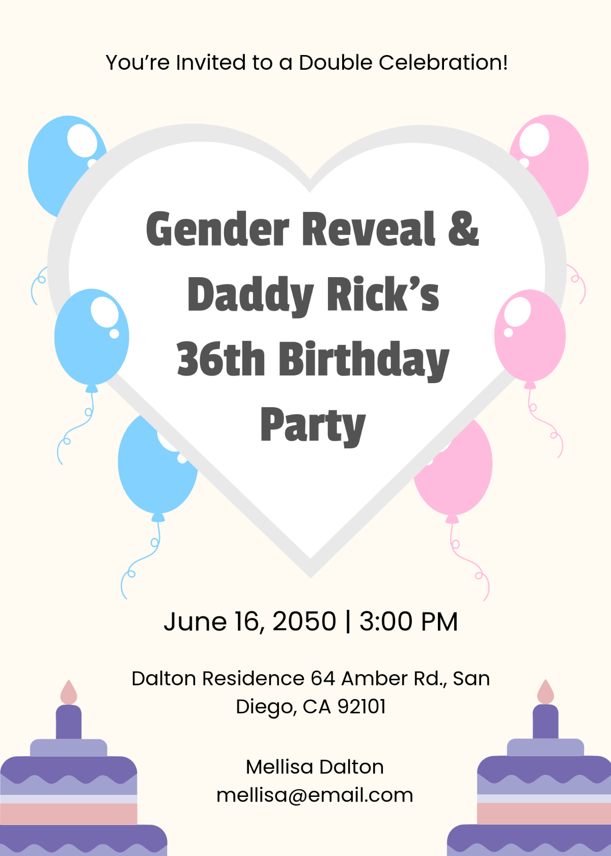 Free Birthday and Gender Reveal Invitation Template