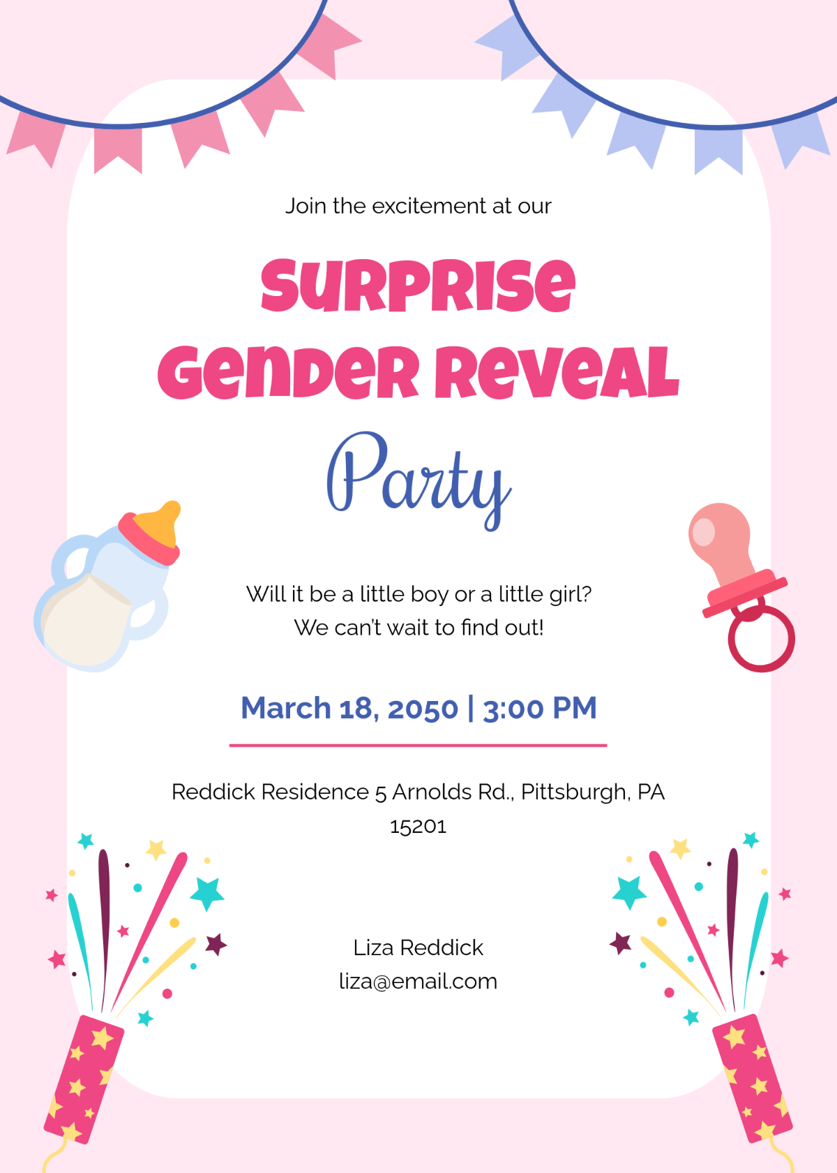 Free Surprise Gender Reveal Invitation Template