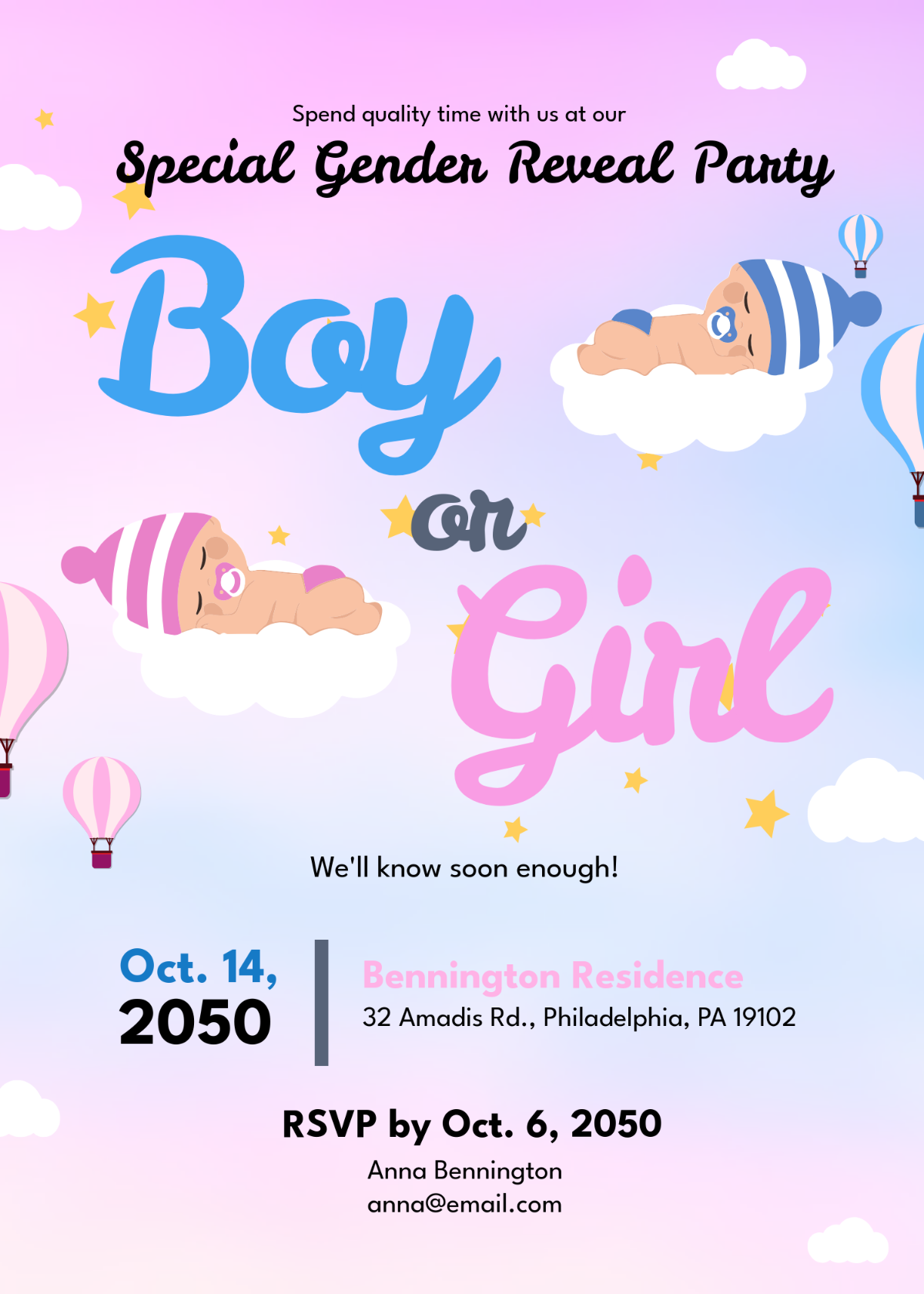 Free Professional Gender Reveal Invitation Template