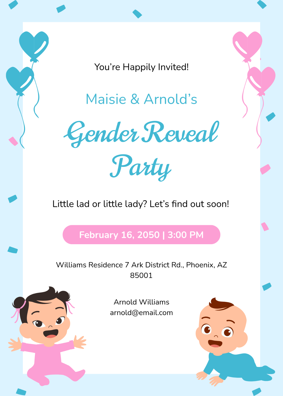 Free DIY Gender Reveal Invitation Template