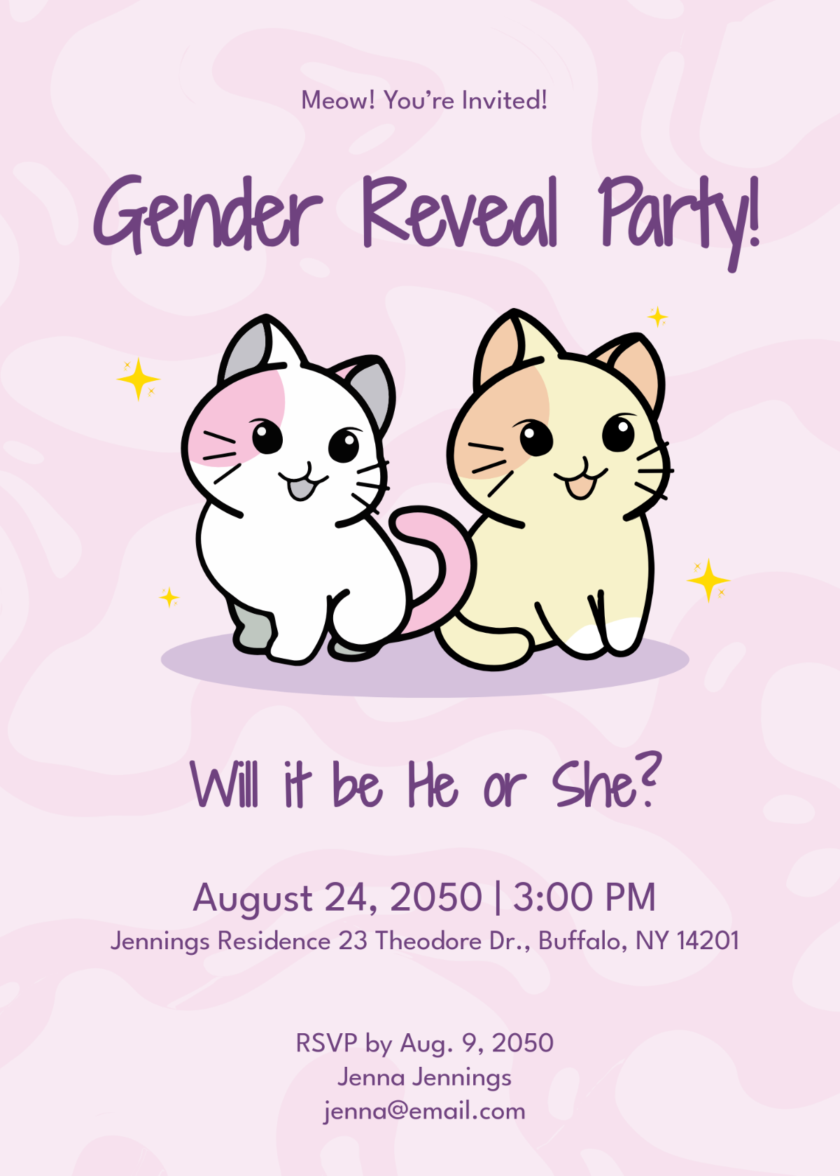 Free Kitten Gender Reveal Invitation Template