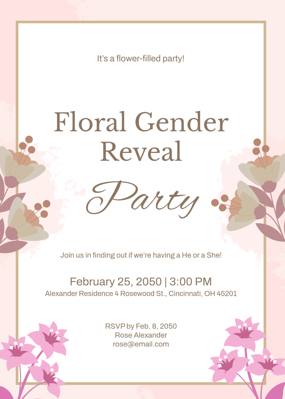 Free Floral Gender Reveal Invitation Template