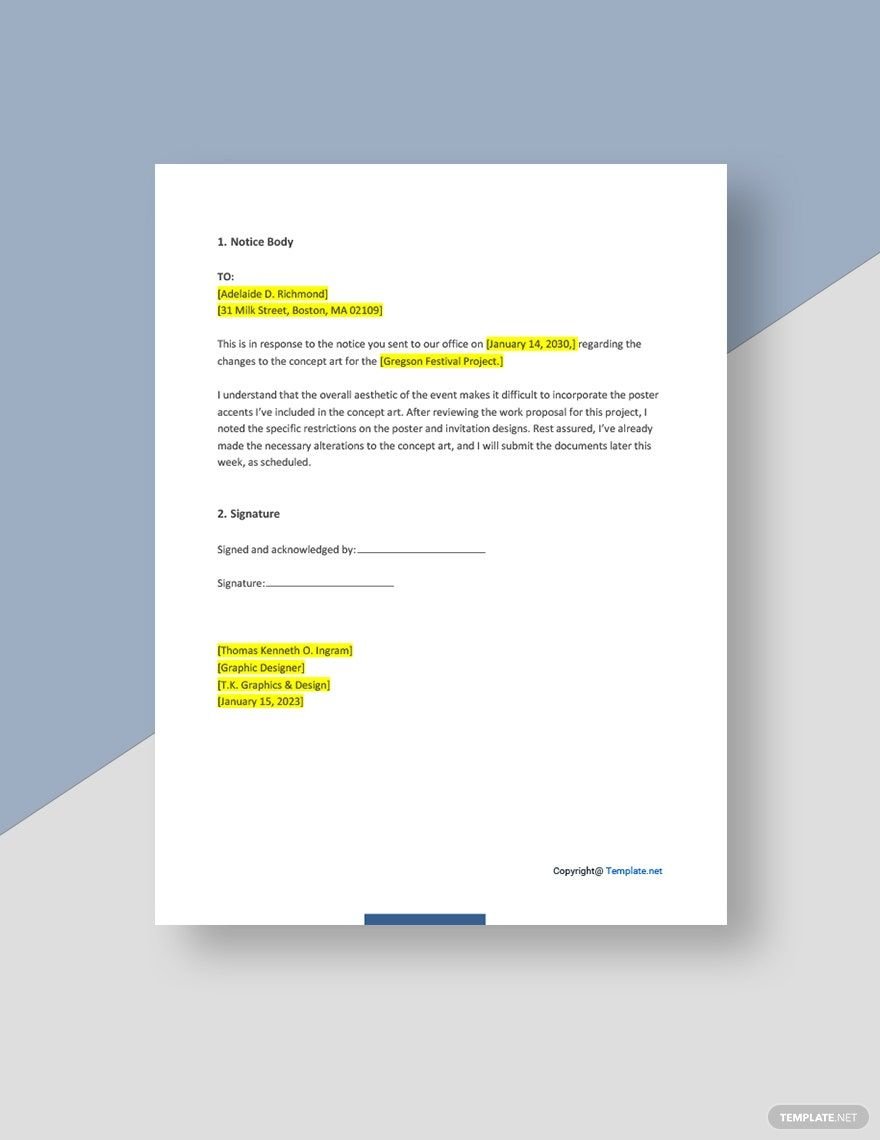 Freelance Compliance Notice Template in Word, Google Docs