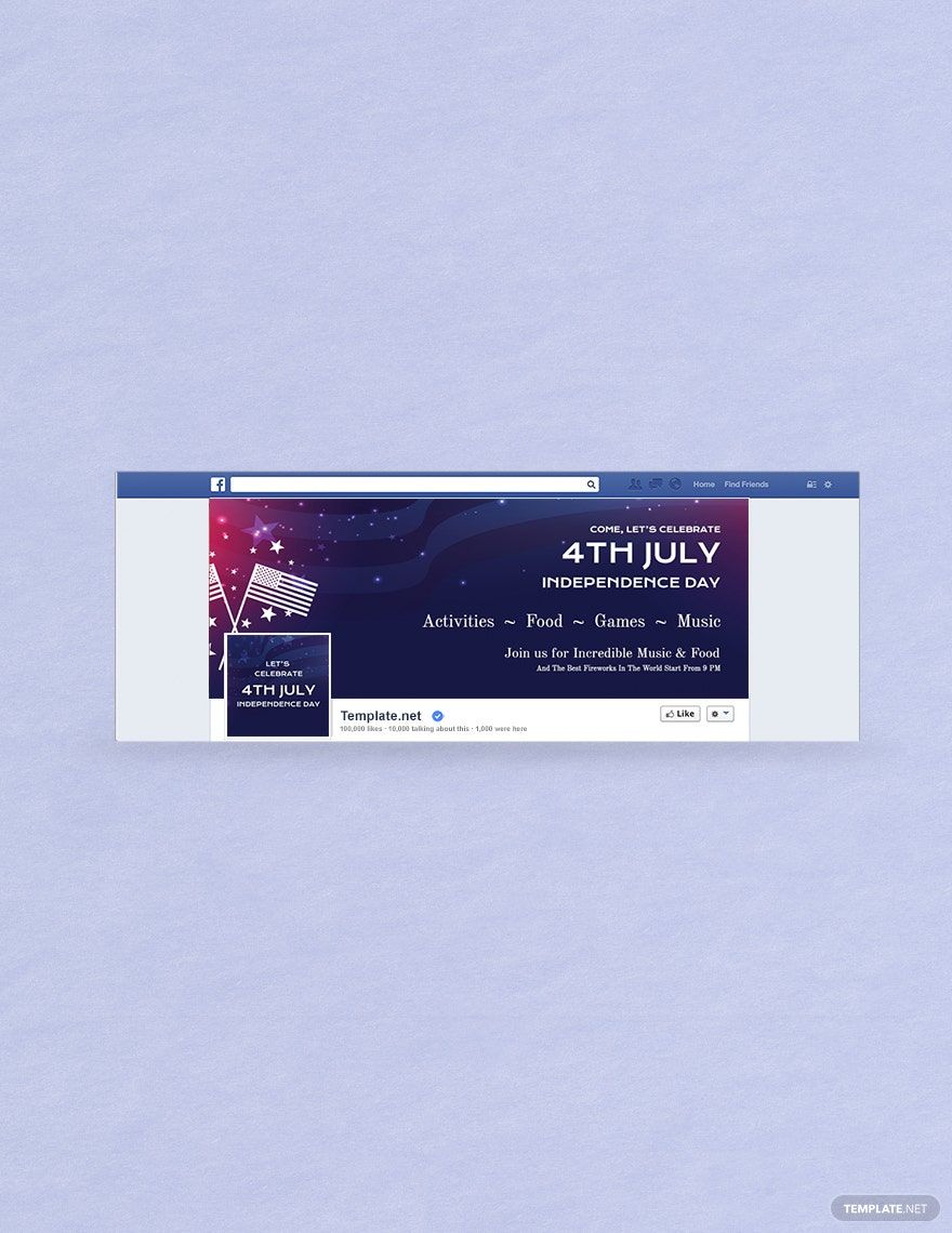 Free 4th of July Facebook Event Cover Template in PSD