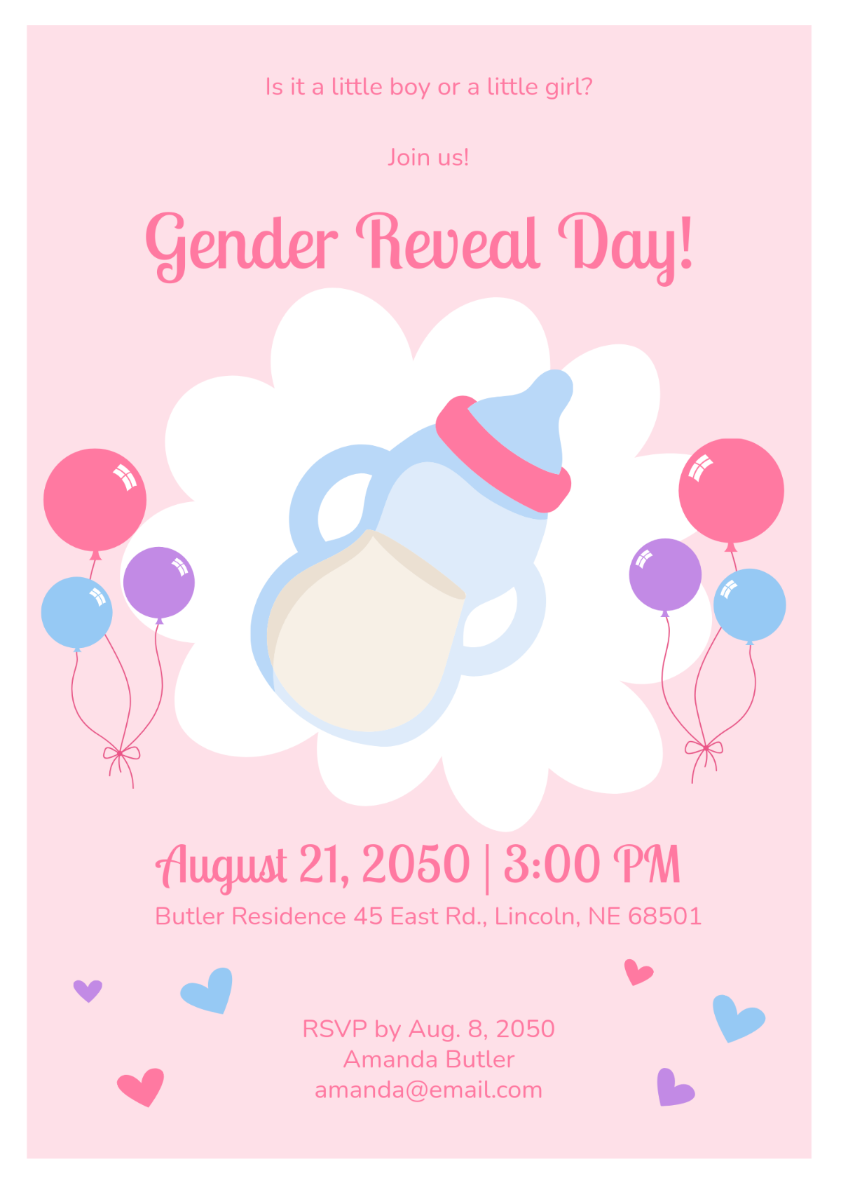 Free Little Sweetheart Gender Reveal Invitation Template