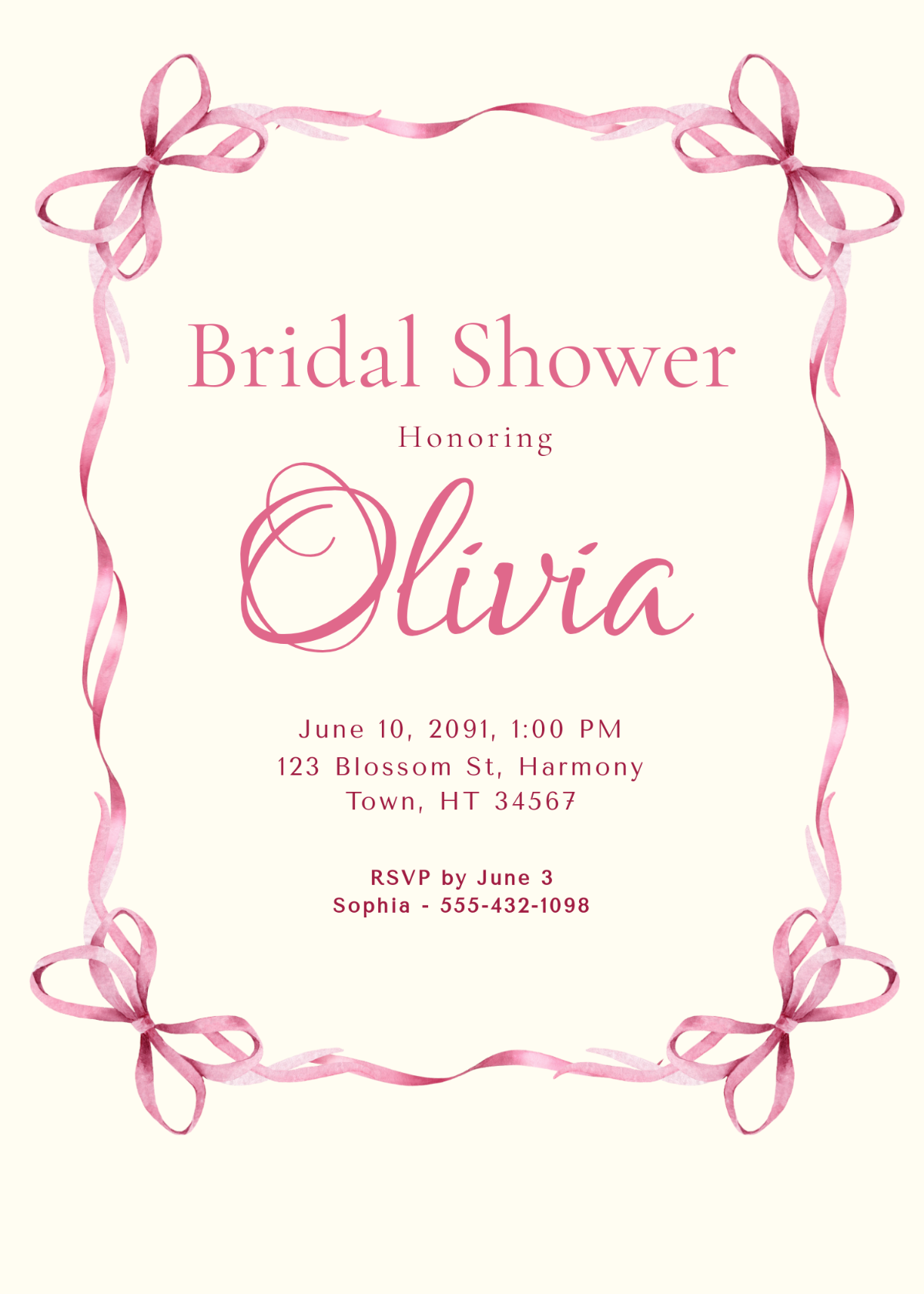 Free Simple Bridal Shower Invitation Template