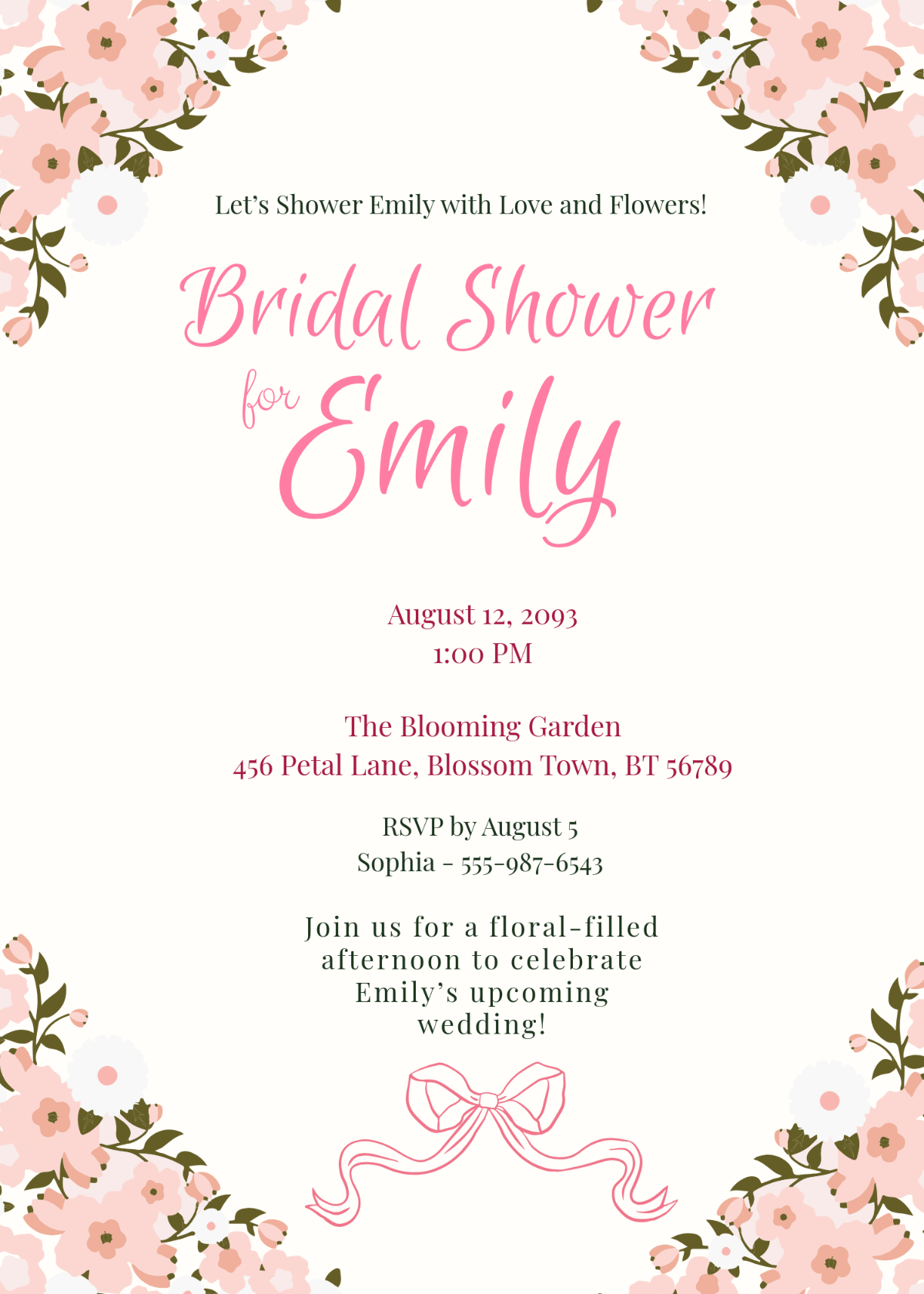 Free Flower Bridal Shower Invitation Template