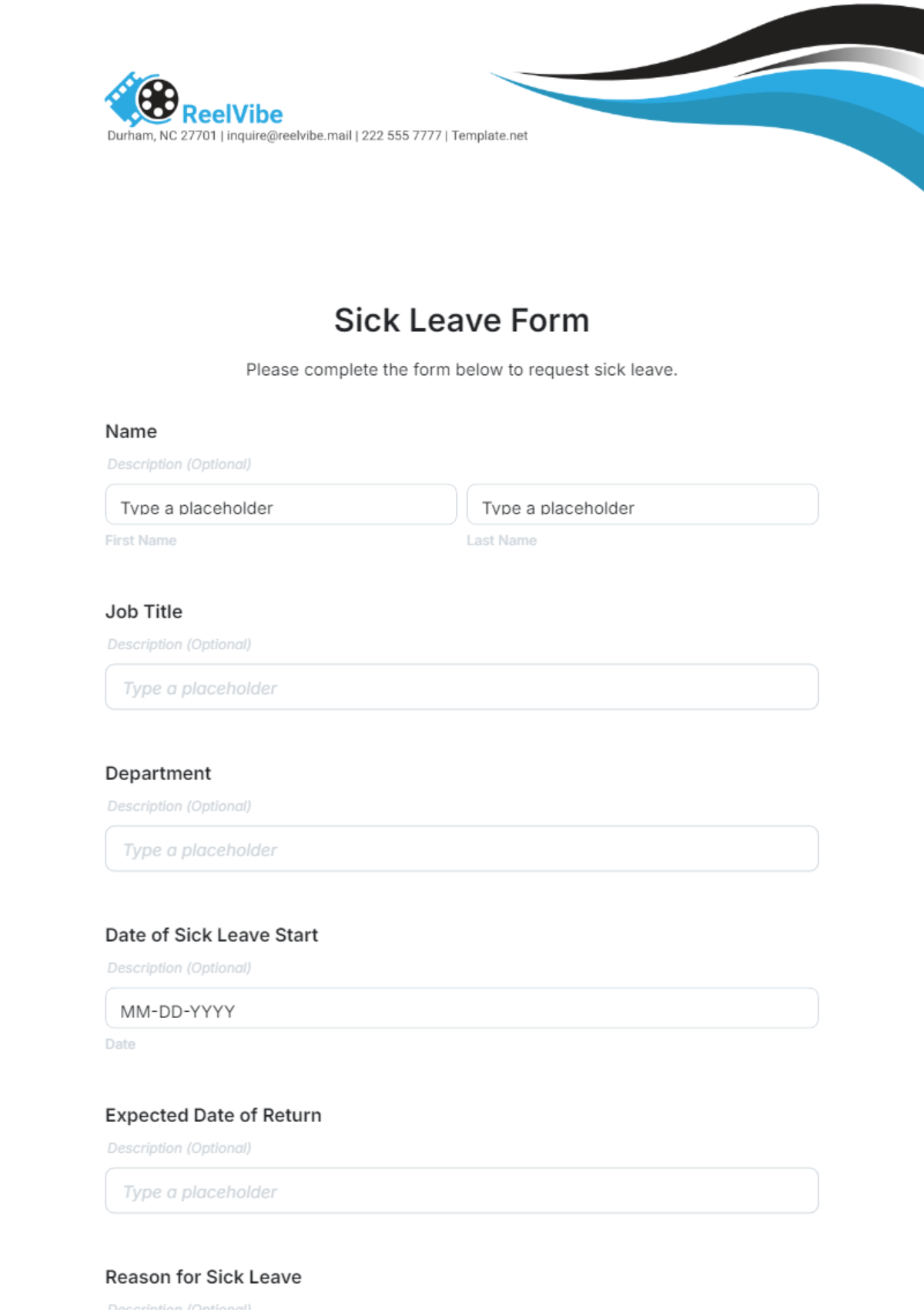 Free Sick Leave Form Template