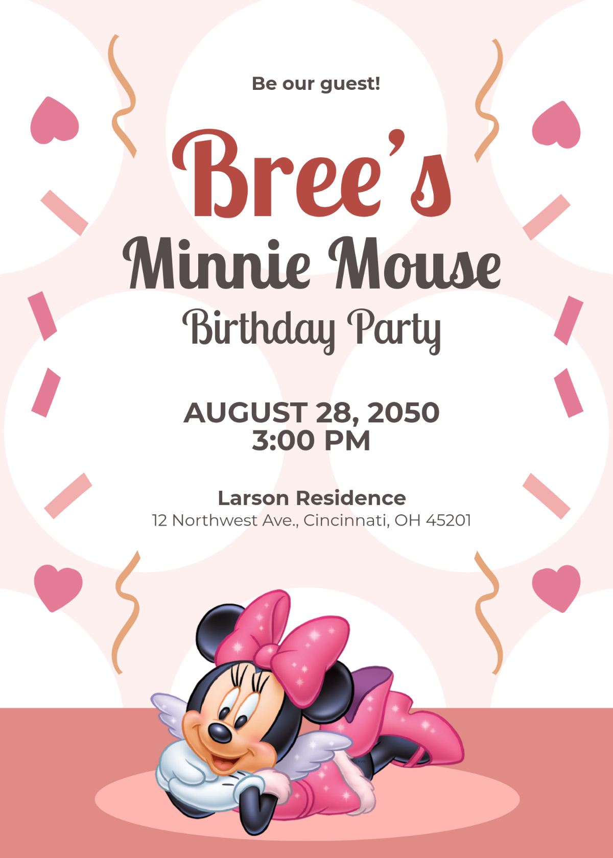 Free Minnie Mouse Invitation Design Template