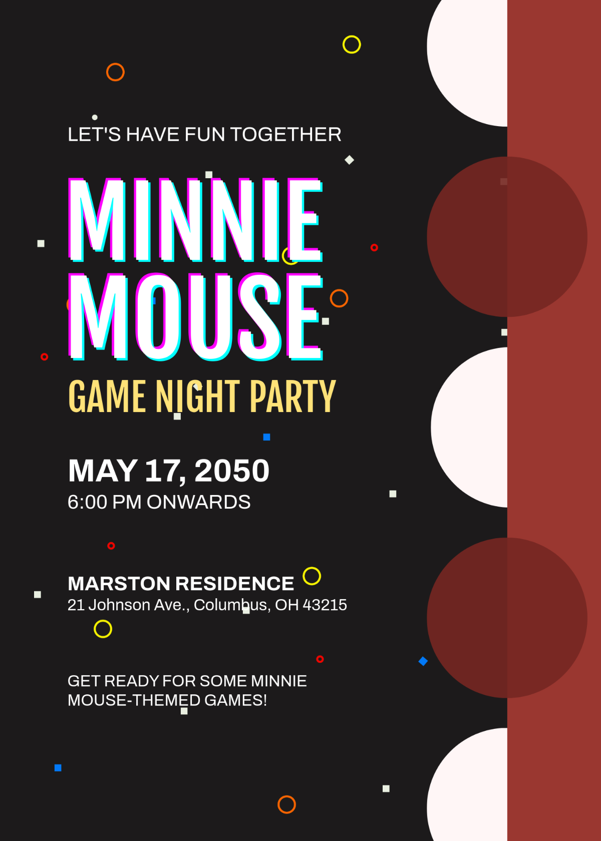 Free Modern Minnie Mouse Invitation Template