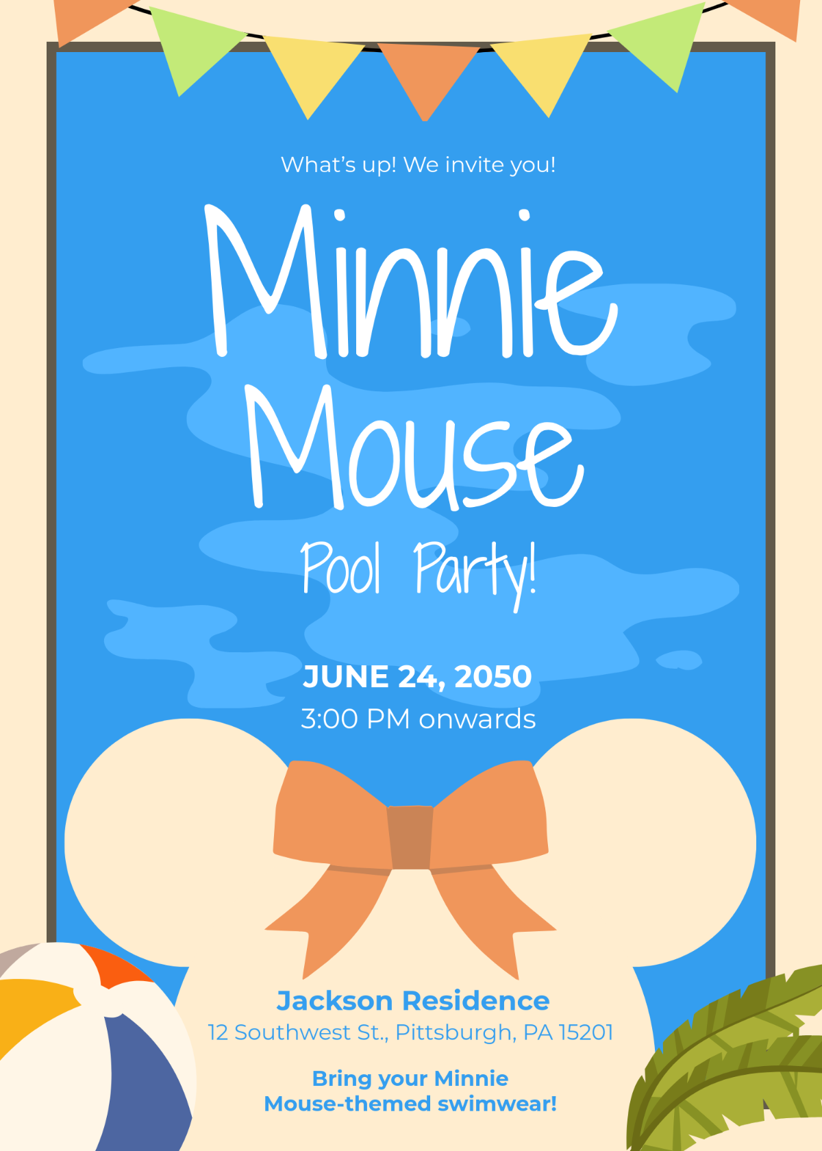 Free Colorful Minnie Mouse Invitation Template