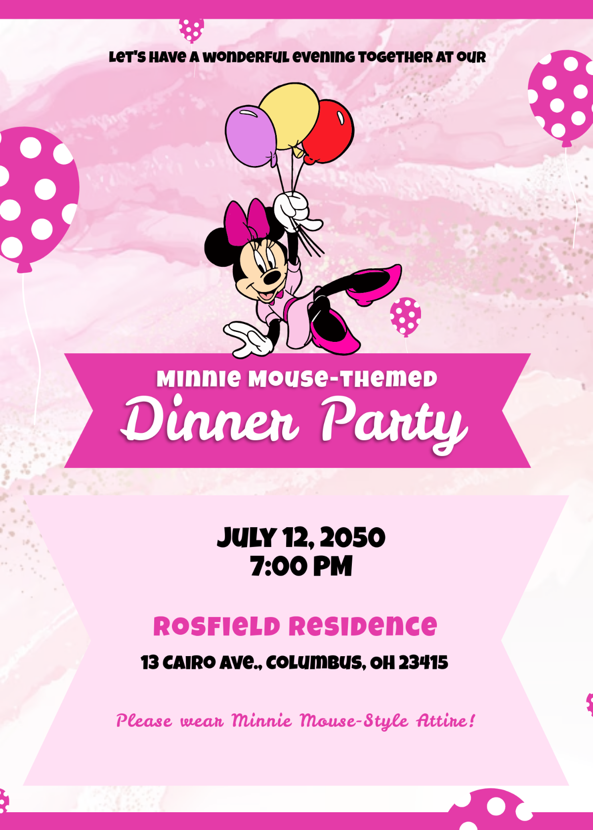 Free Minnie Mouse Pink Invitation Template