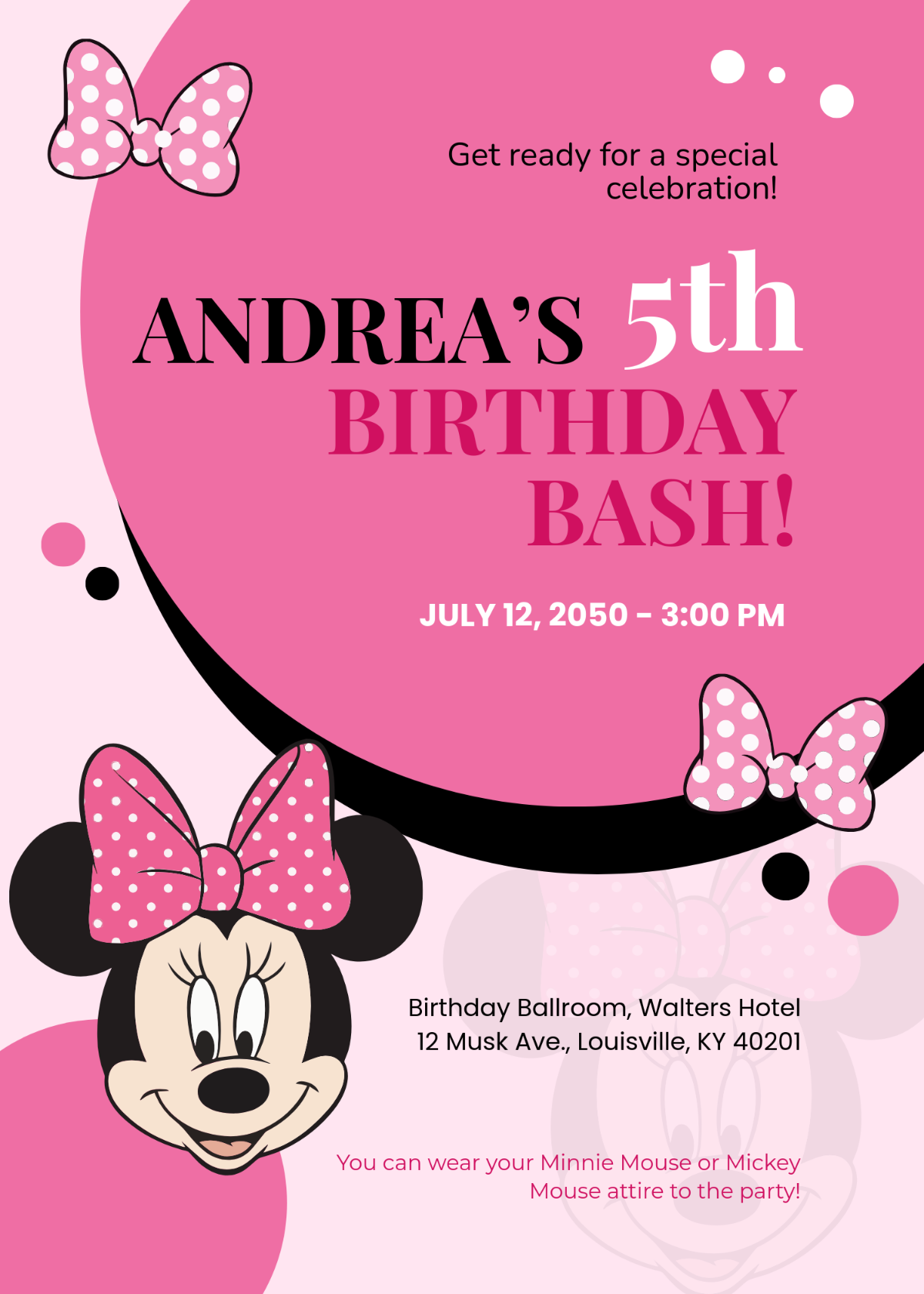 Free Minnie Mouse DIY Invitation Template