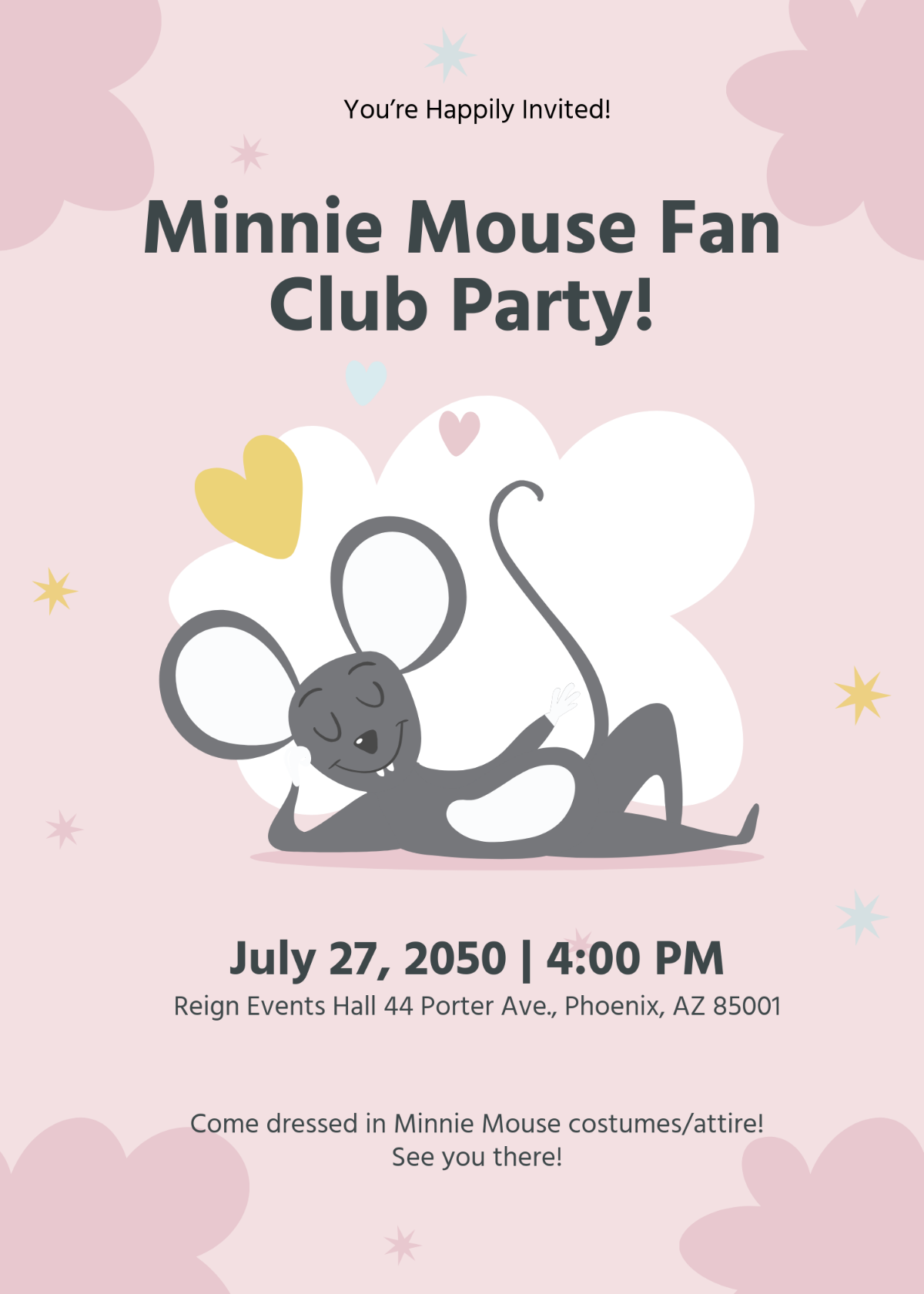 Free Aesthetic Minnie Mouse Invitation Template