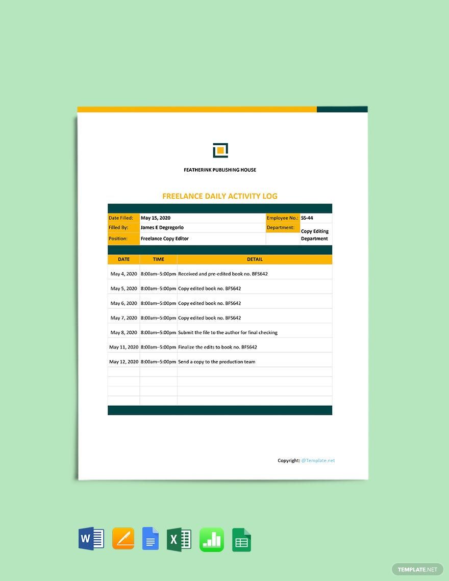 FREE Daily Log Word Template Download Template