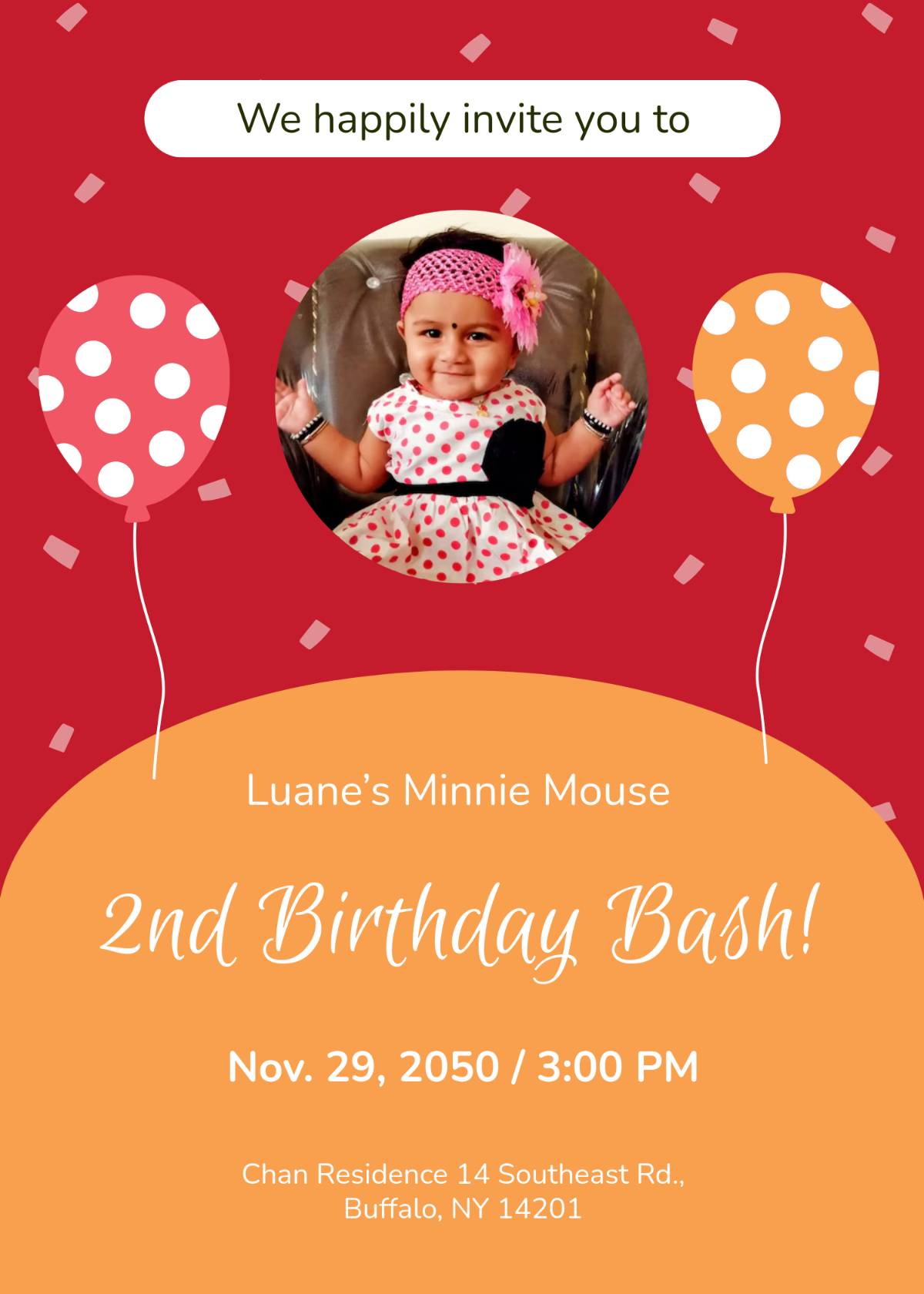 Free Minnie Mouse 2nd Birthday Invitation Template