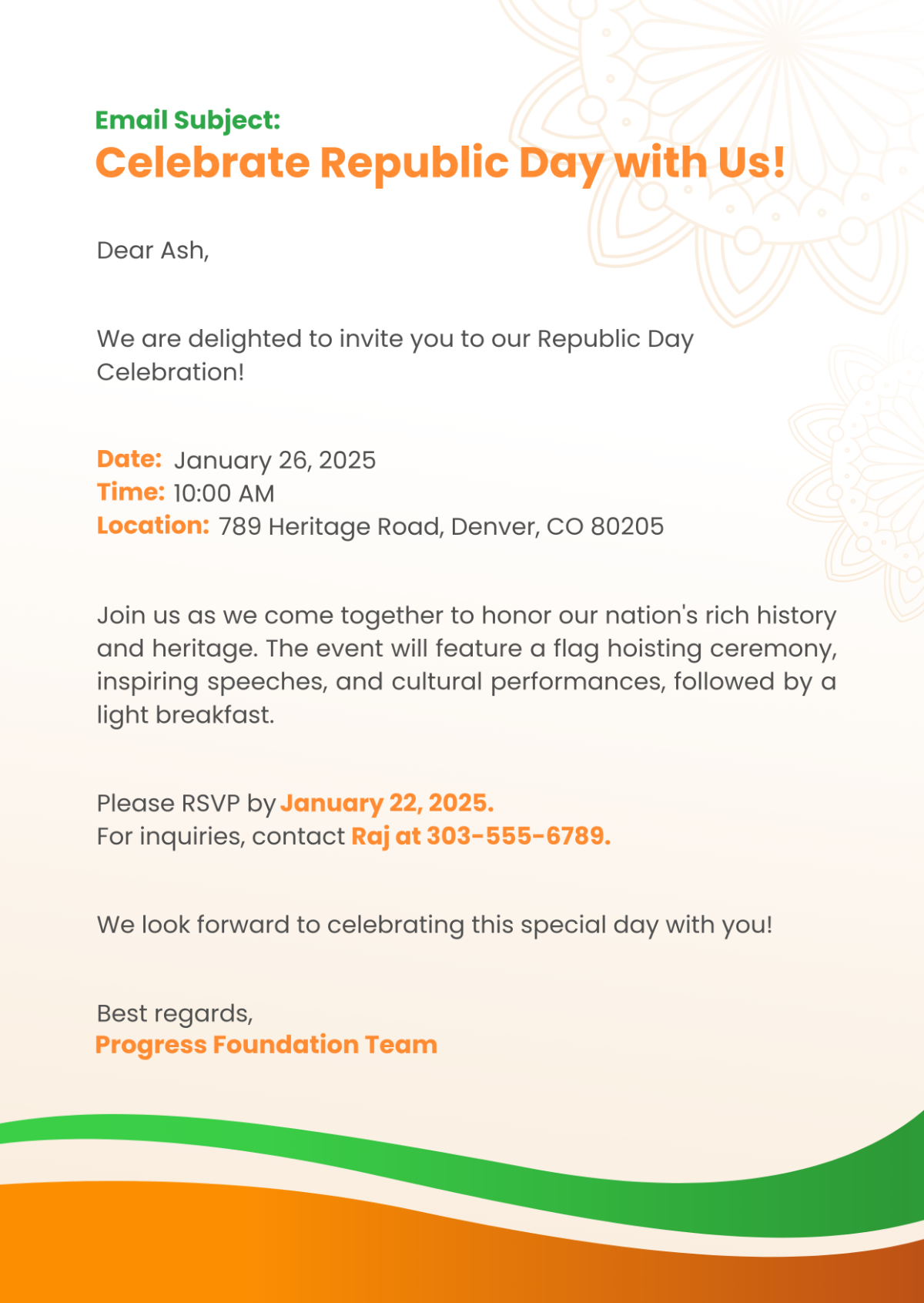 Free Republic Day Email Template