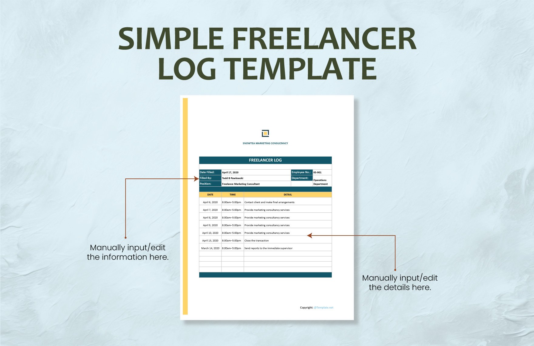 Simple Freelancer Log Template