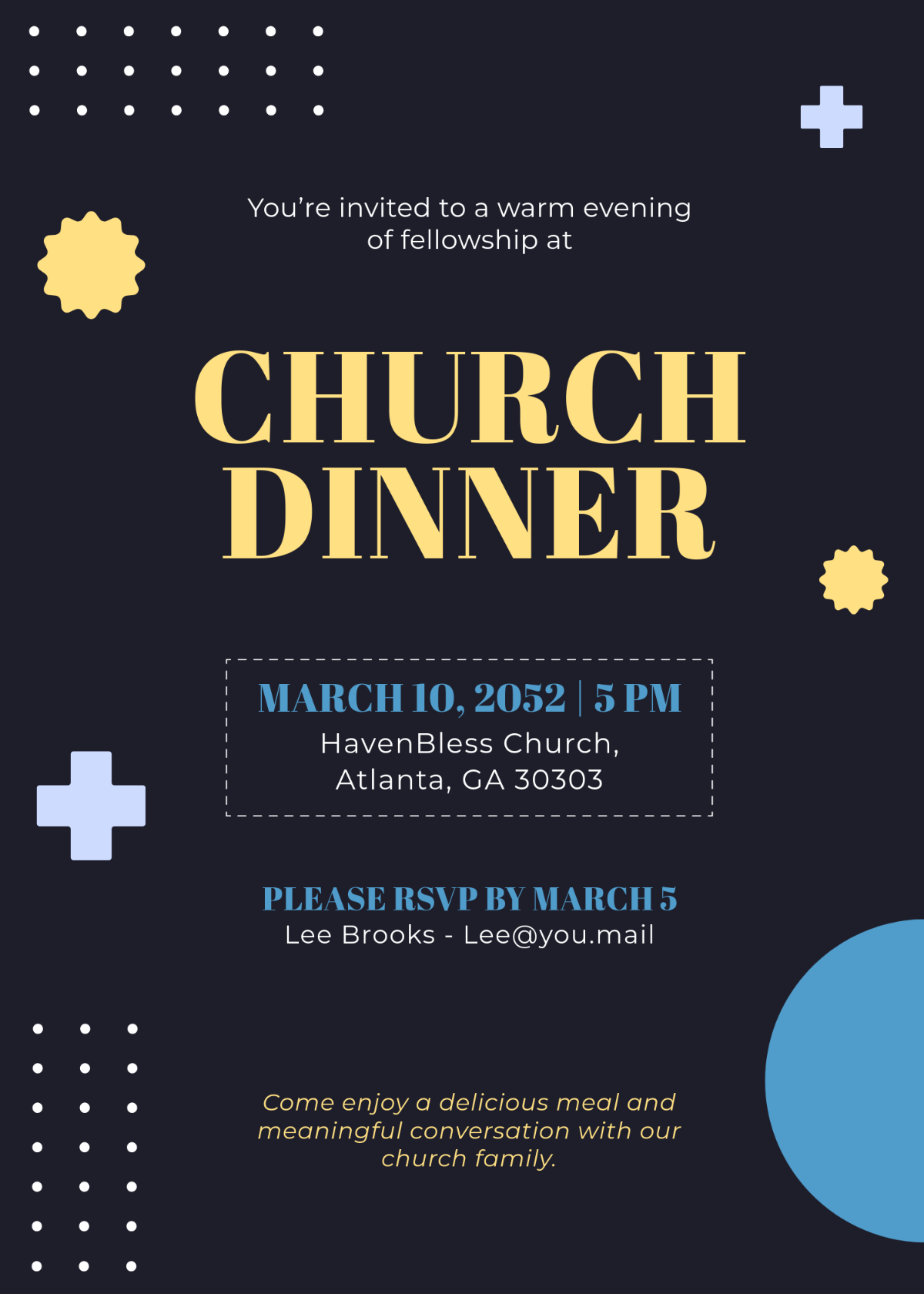 Free Creative Church Dinner Invitation Template