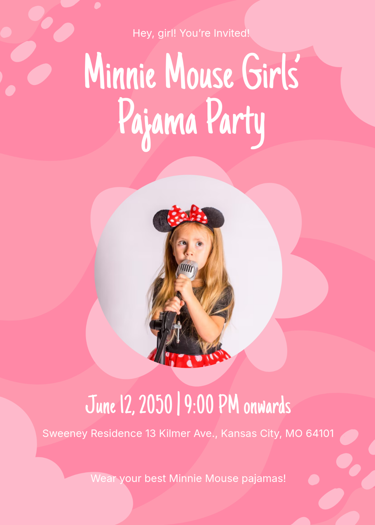 Free Minnie Mouse Invitation for Girls Template