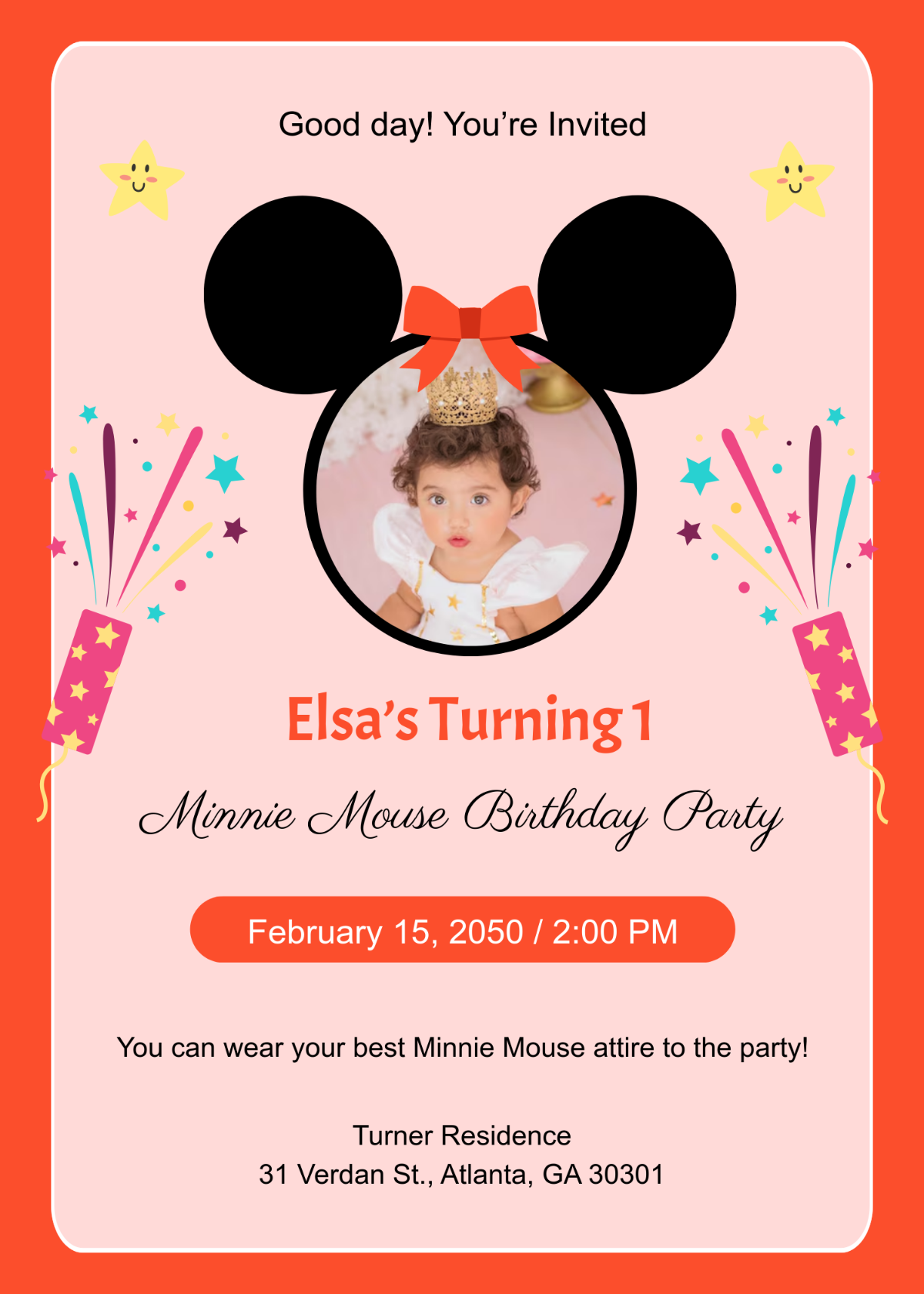 Free Minnie Mouse Baby Invitation Template