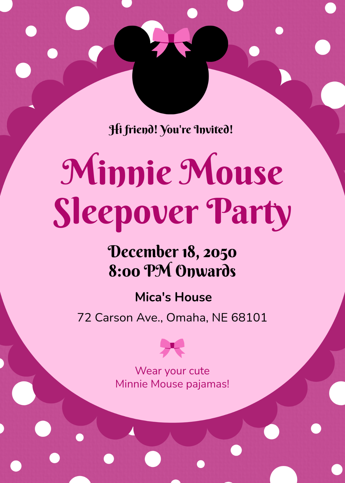 Free Handmade Minnie Mouse Invitation Template