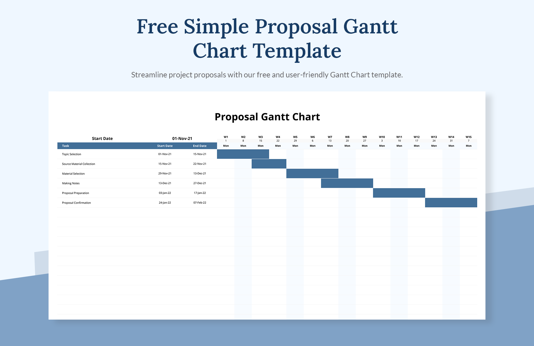 Simple Proposal Gantt Chart Template