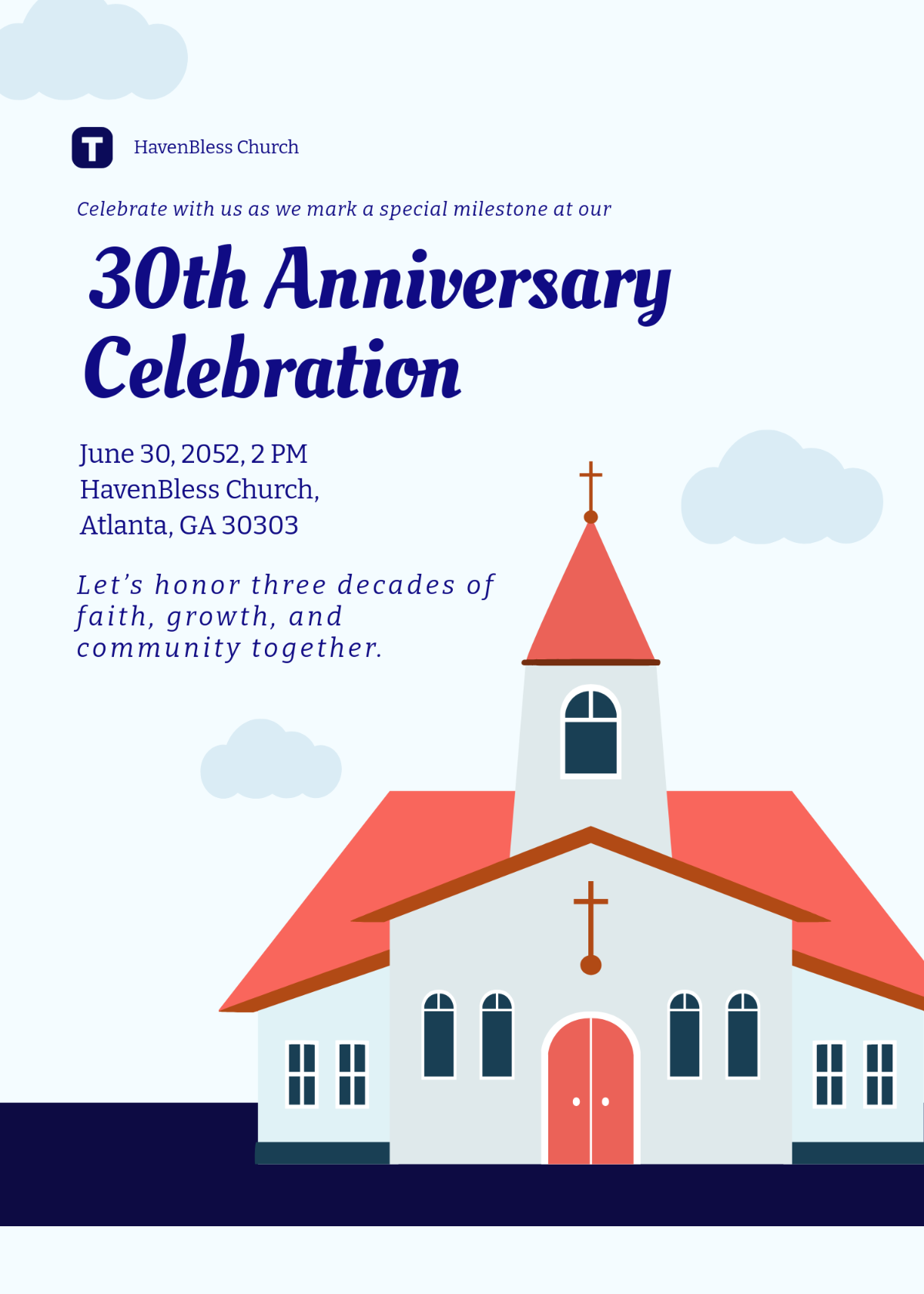 Free Church Anniversary Invitation Letter Template