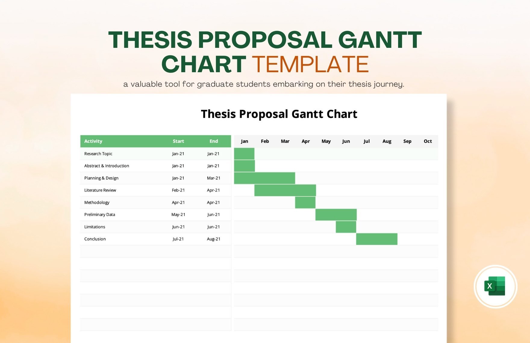 Thesis Proposal Gantt Chart Template in Excel