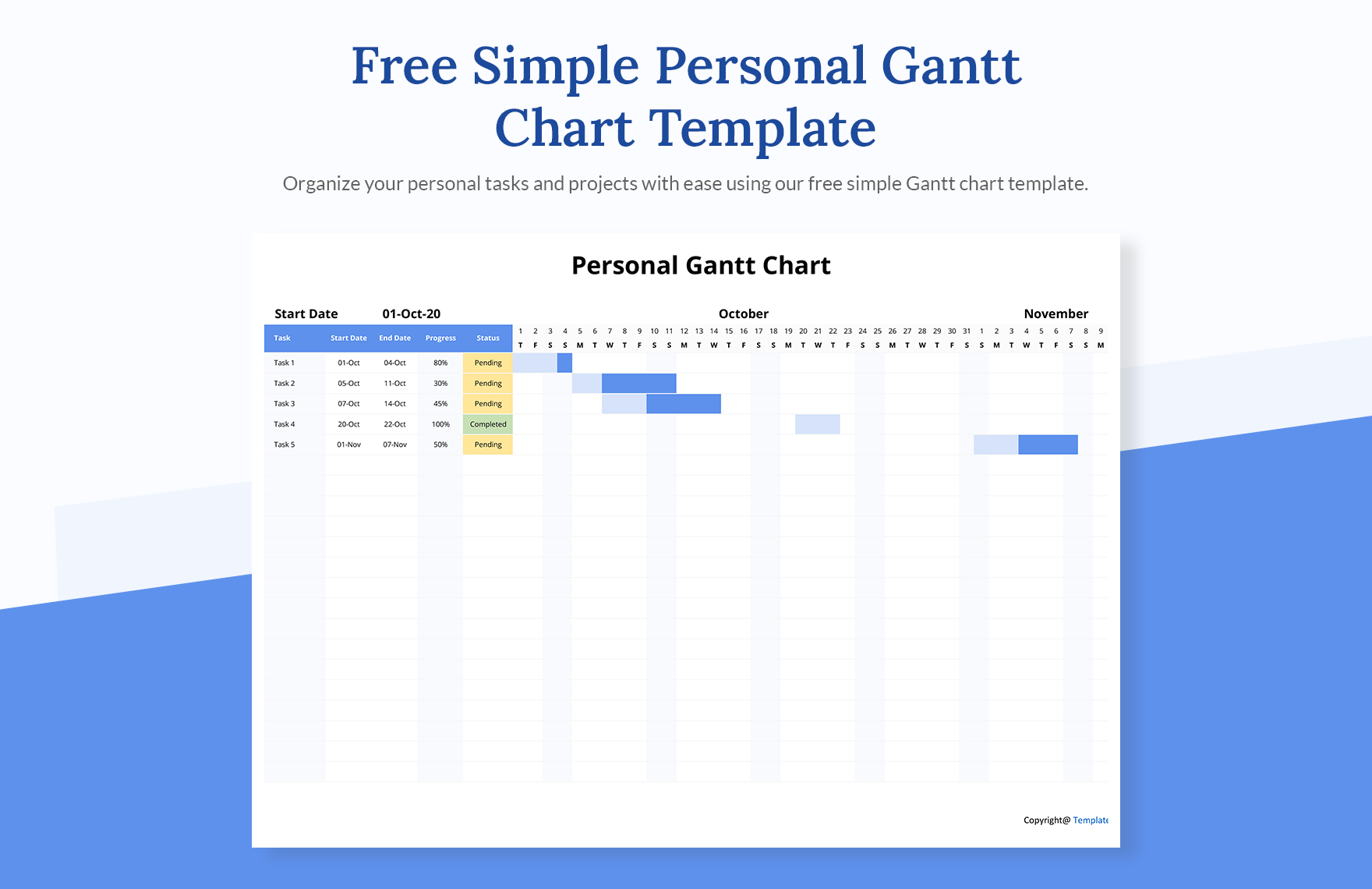 Simple Personal Gantt Chart Template