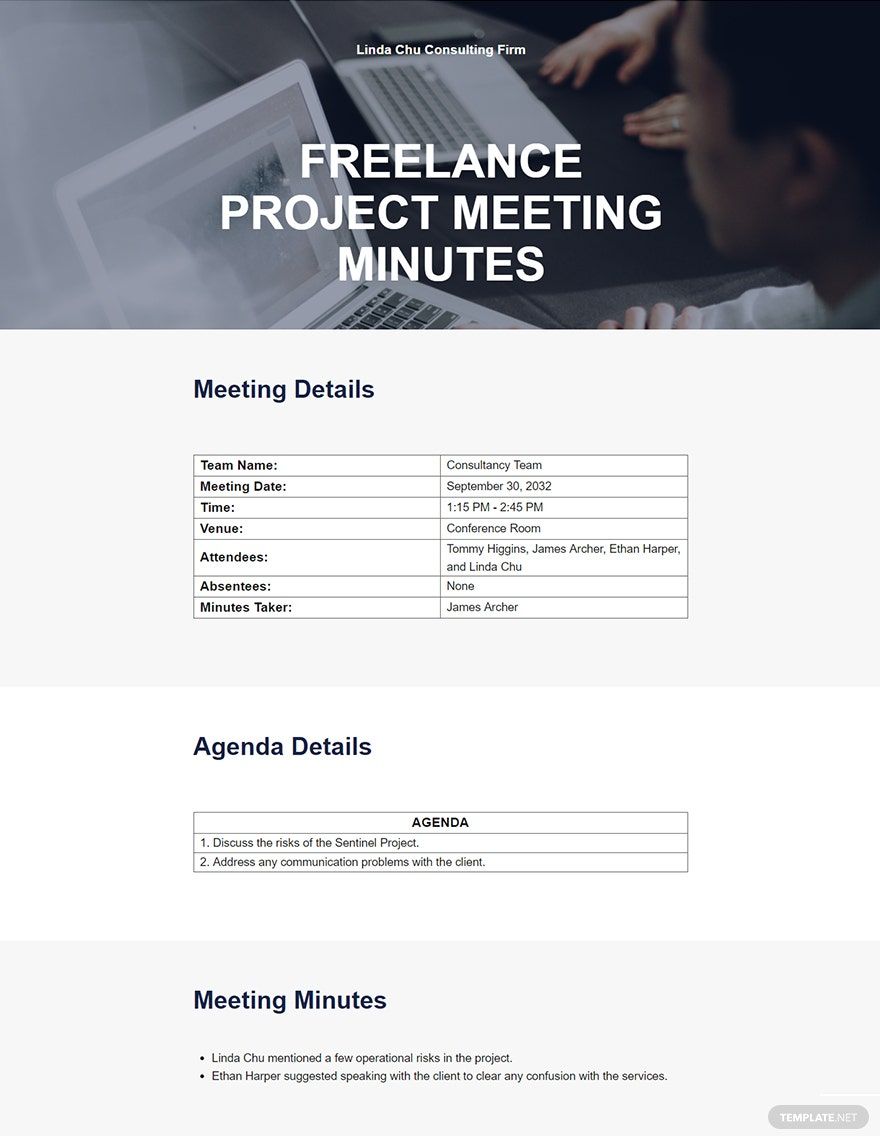 Free Freelance Project Meeting Minutes Template
