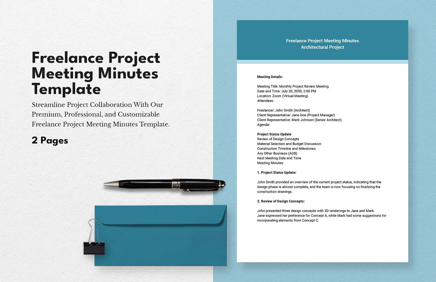 Freelance Project Meeting Minutes Template