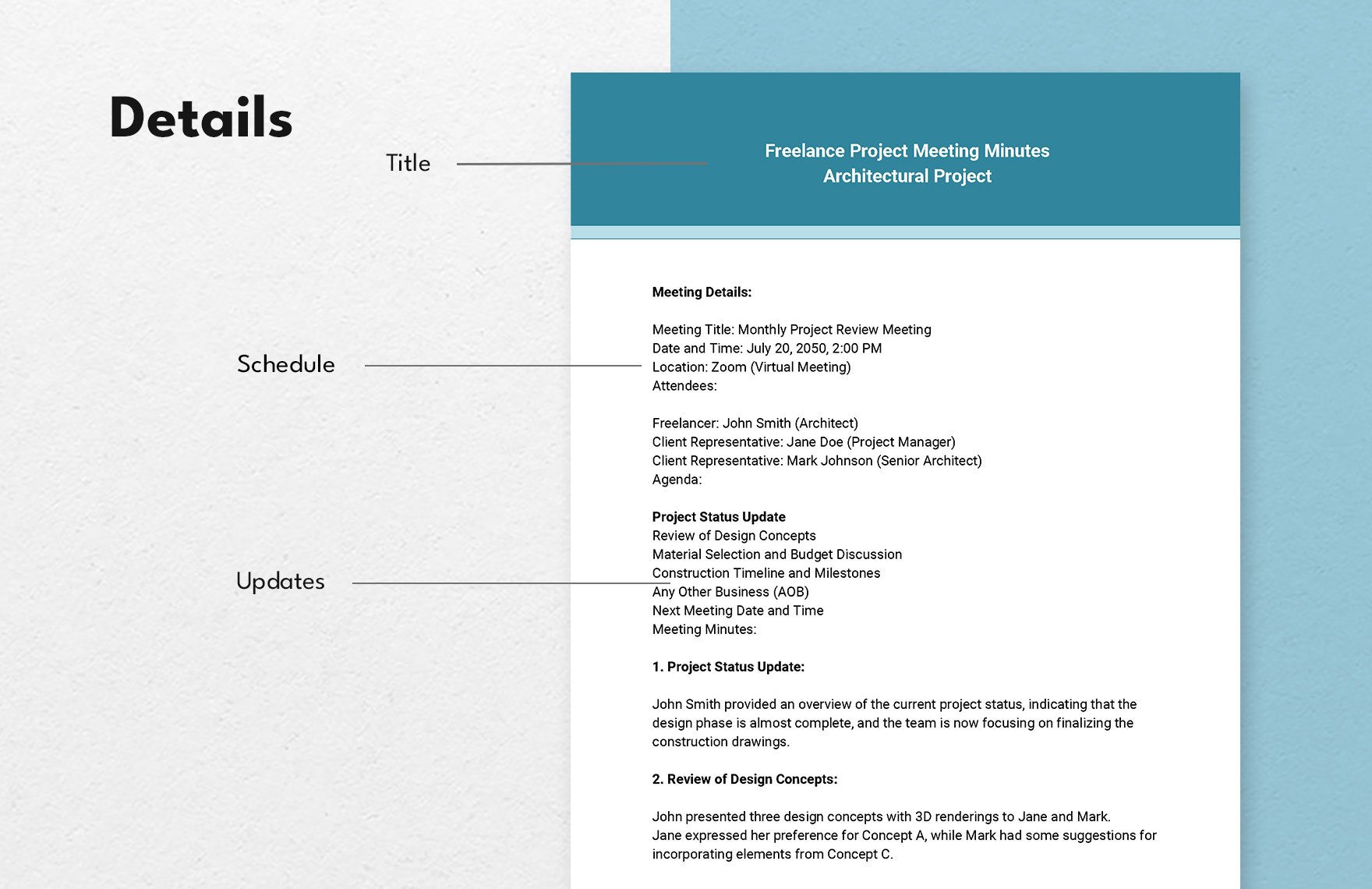 Freelance Project Meeting Minutes Template