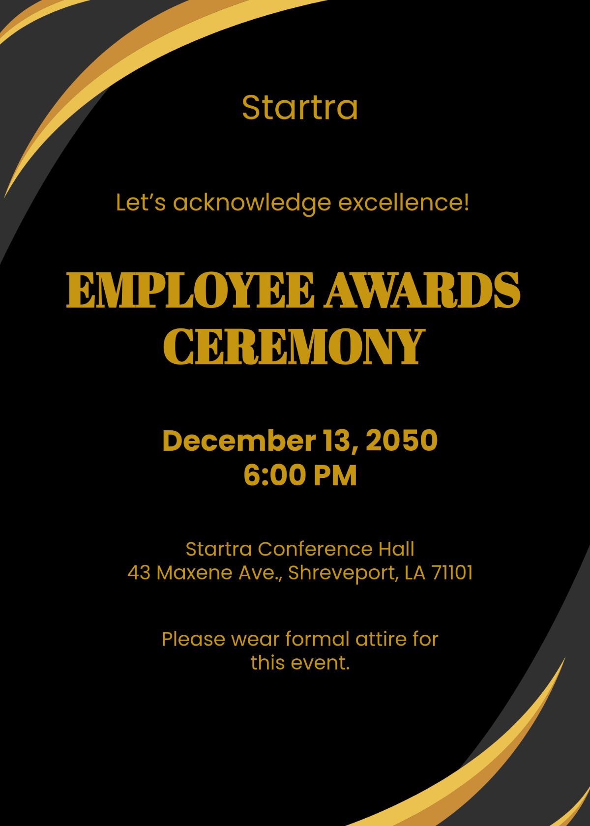 Free Formal Award Ceremony Invitation Template