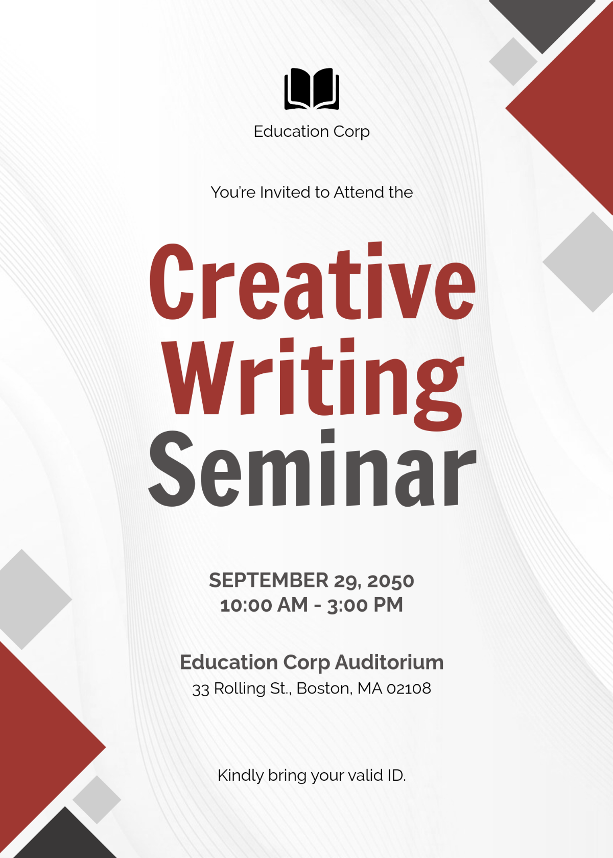 Free Educational Seminar Invitation Template