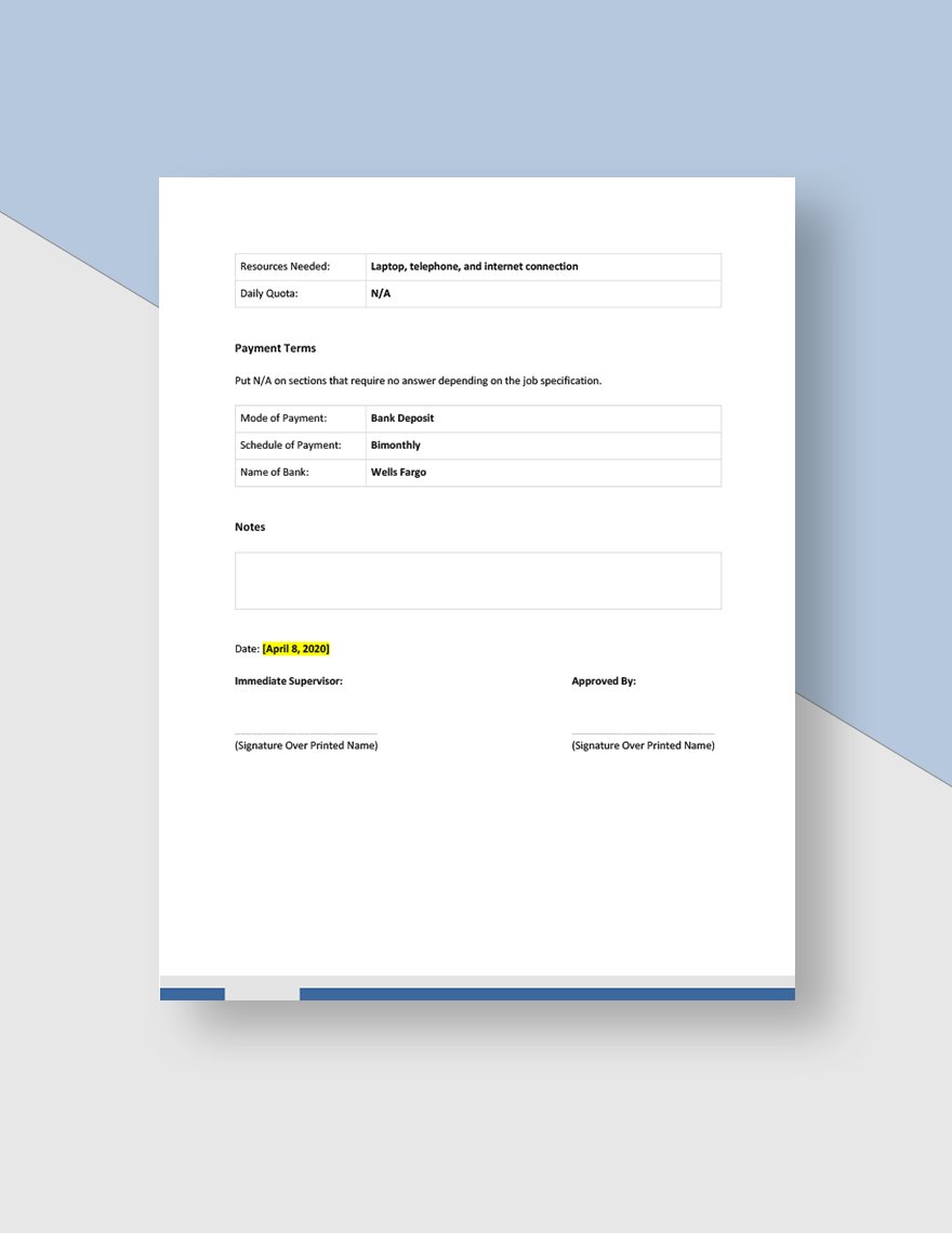 Work at Home Approval Form Template