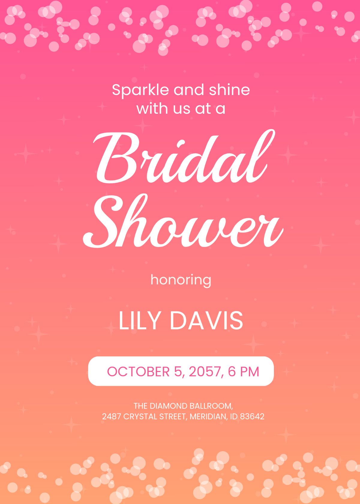 Free Glitter Bridal Shower Invitation Template