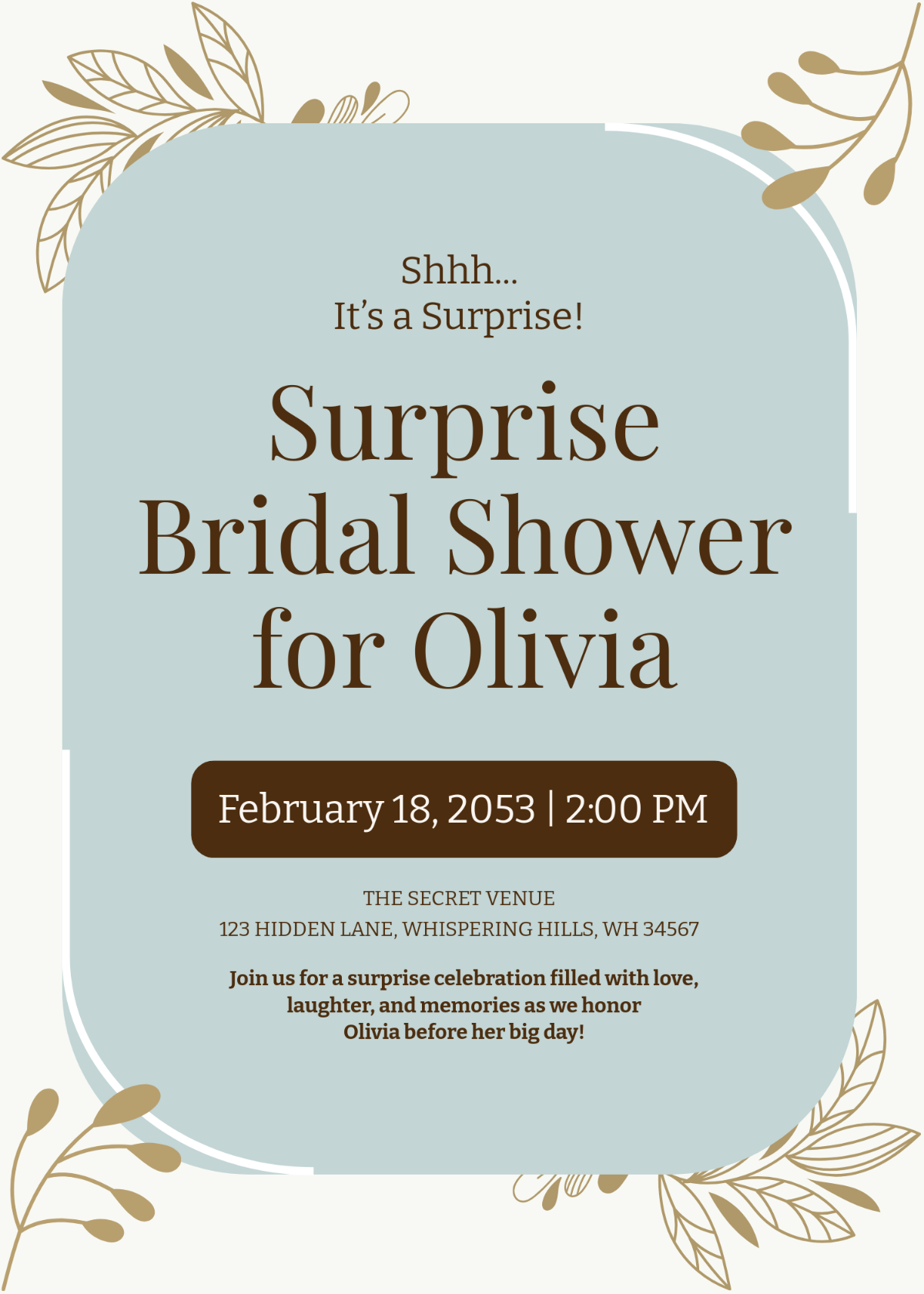 Free Surprise Bridal Shower Invitation Template