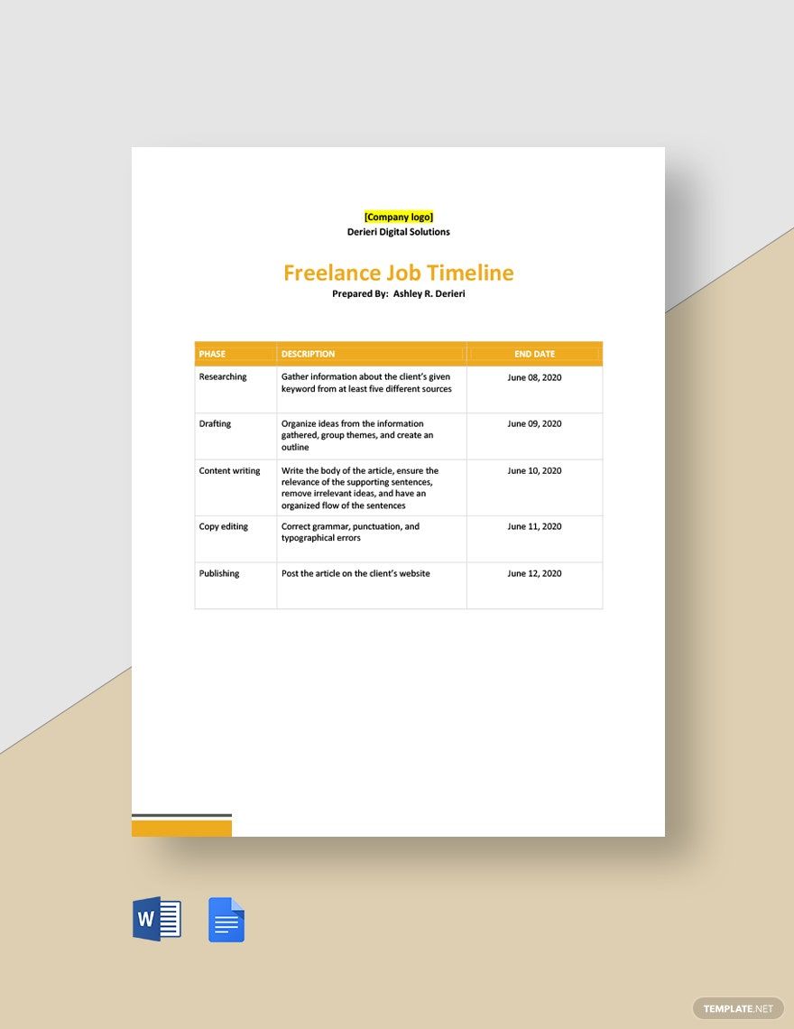 Freelance Job Timeline Template