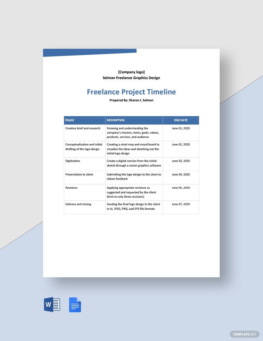 Freelance Project Timeline Template in Word, Google Docs