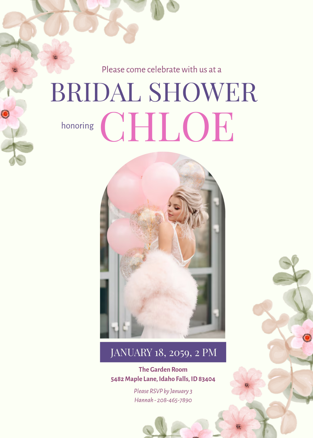 Free Bridal Shower Invitation with Photo Template