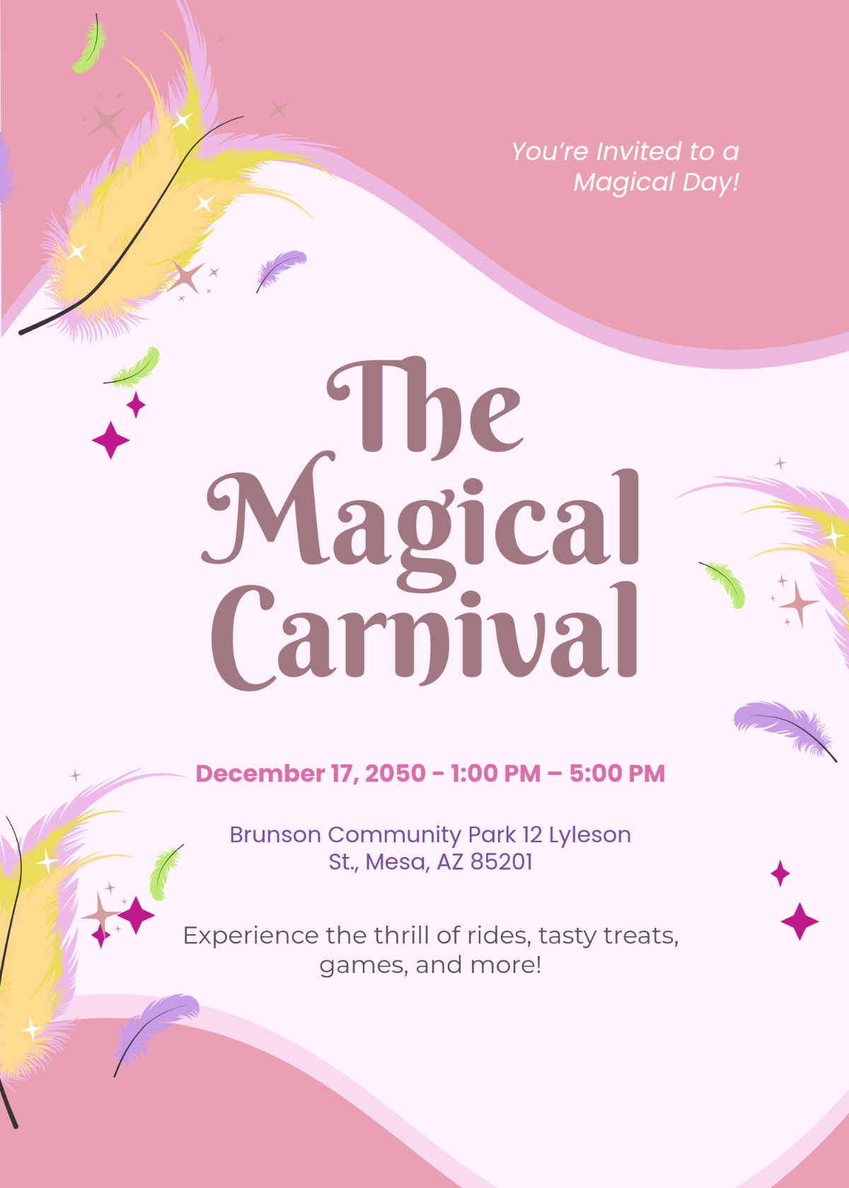 Free Blank Pastel Carnival Invitation Template to Edit Online